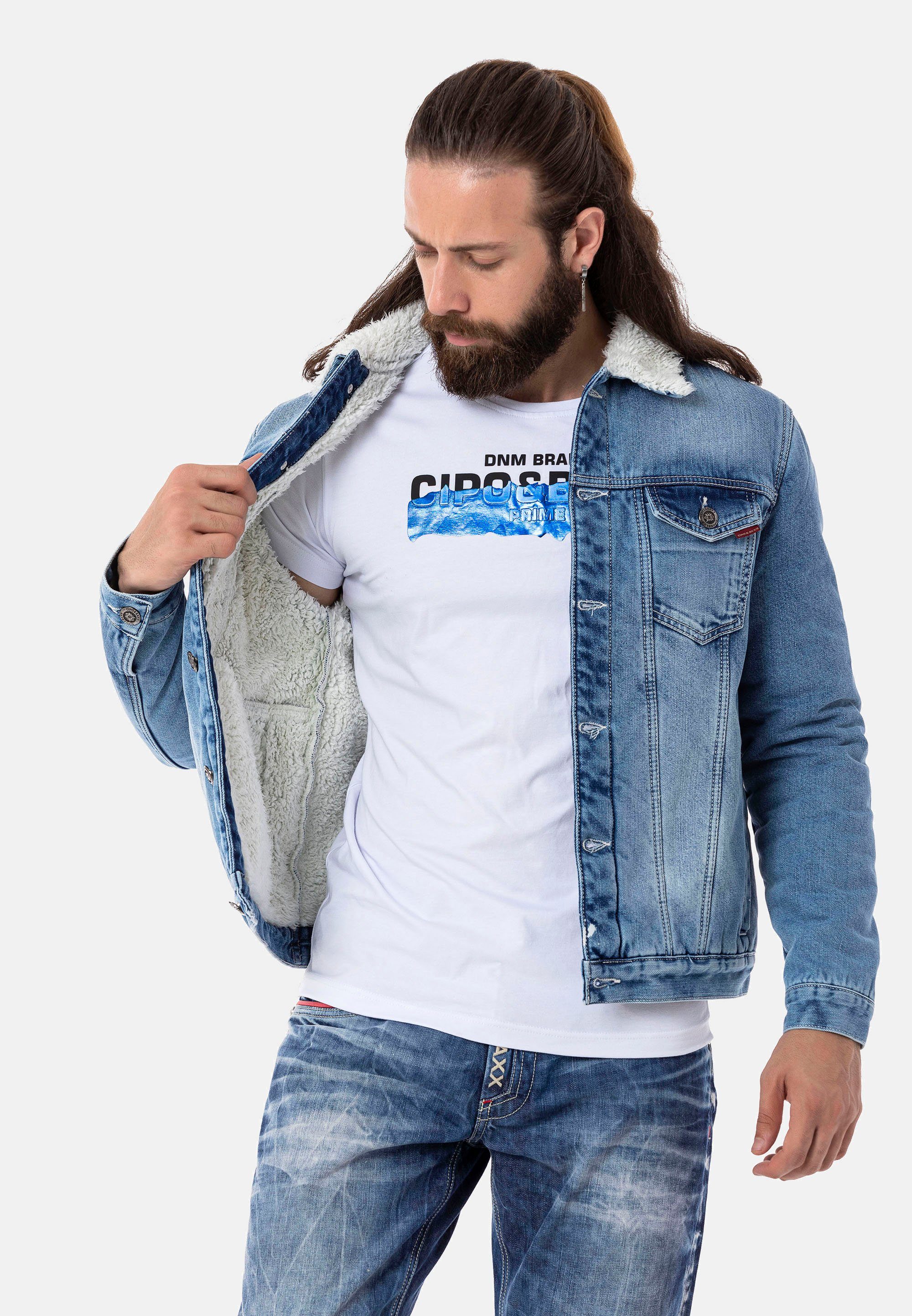 hellblau Plüschfutter & mit weichem Cipo Jeansjacke Baxx