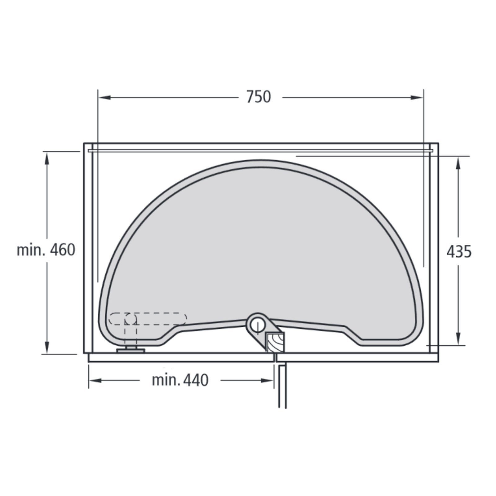 SO-TECH® Auszugsboden Halbkreis Eckschrankbeschlag Drehbodensystem für Eckschränke, für Korpusbreite: 900 mm, grau – Bild 5 von 5