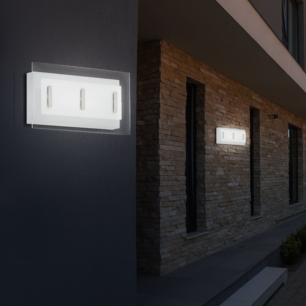 etc-shop Außen-Wandleuchte, LED-Leuchtmittel fest verbaut, Warmweiß, 2er Set LED 7,4 Watt Wand Leuchten Terrassen Strahler Außen