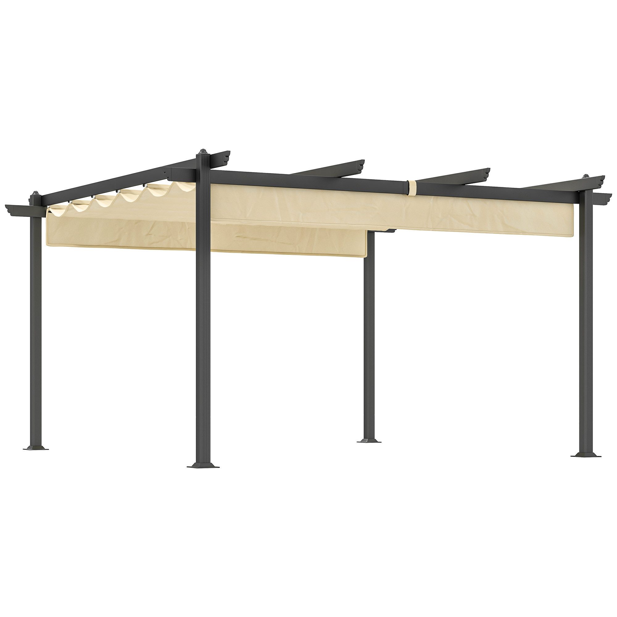 Outsunny Pergola ca. 4x4m aus Aluminium, mit verstellbares Dach, Freistehen günstig online kaufen