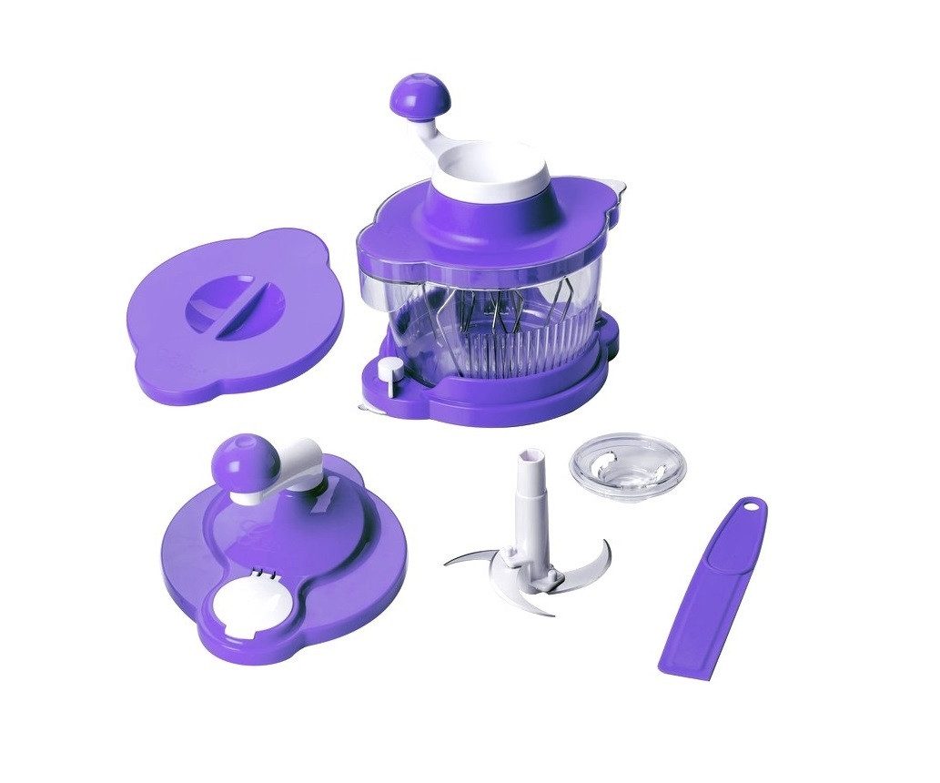 Genius Küchenreibe Genius 21256 Mixer Cutter Multitalent 6 tlg. Türkis Küchenmaschine, Edelstahl / Kunststoff