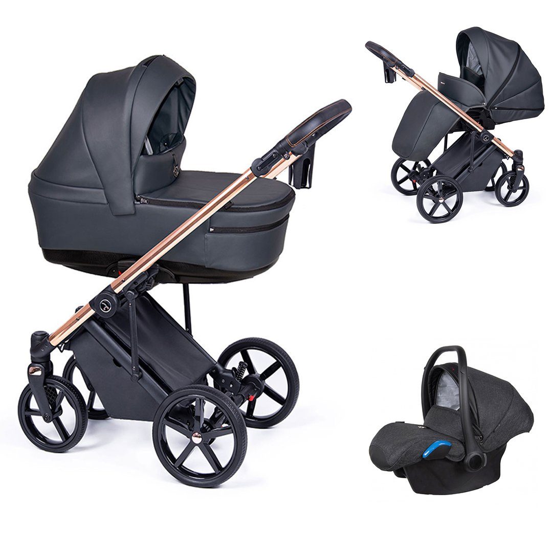 in Designs 21 - Gestell Kombi-Kinderwagen 15 babies-on-wheels in Teile 3 Grafit - Fado Kinderwagen-Set Eco = gold 1