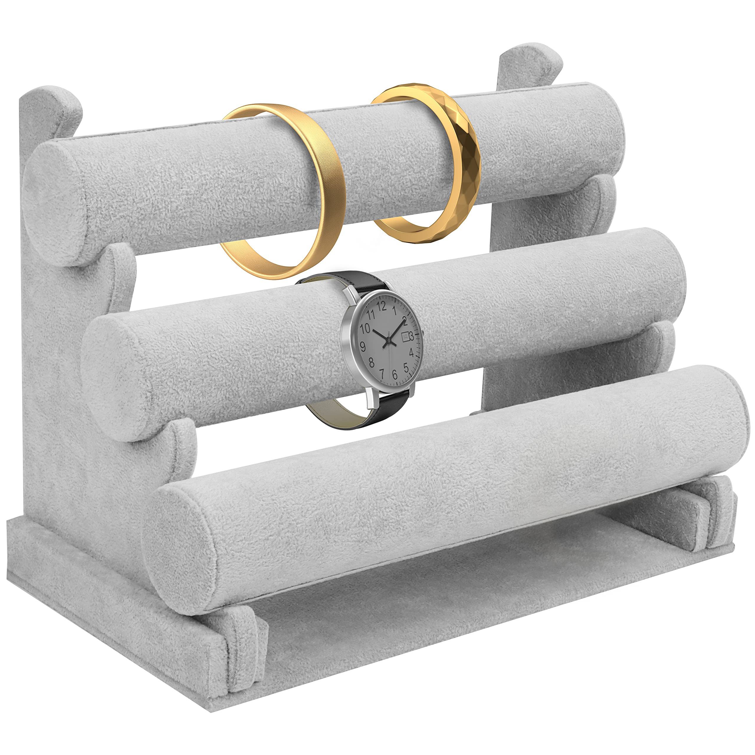 Kurtzy Schmuckständer Grauer Armbandhalter für Schmuckaufbewahrung - Samt Organizer (1 St)