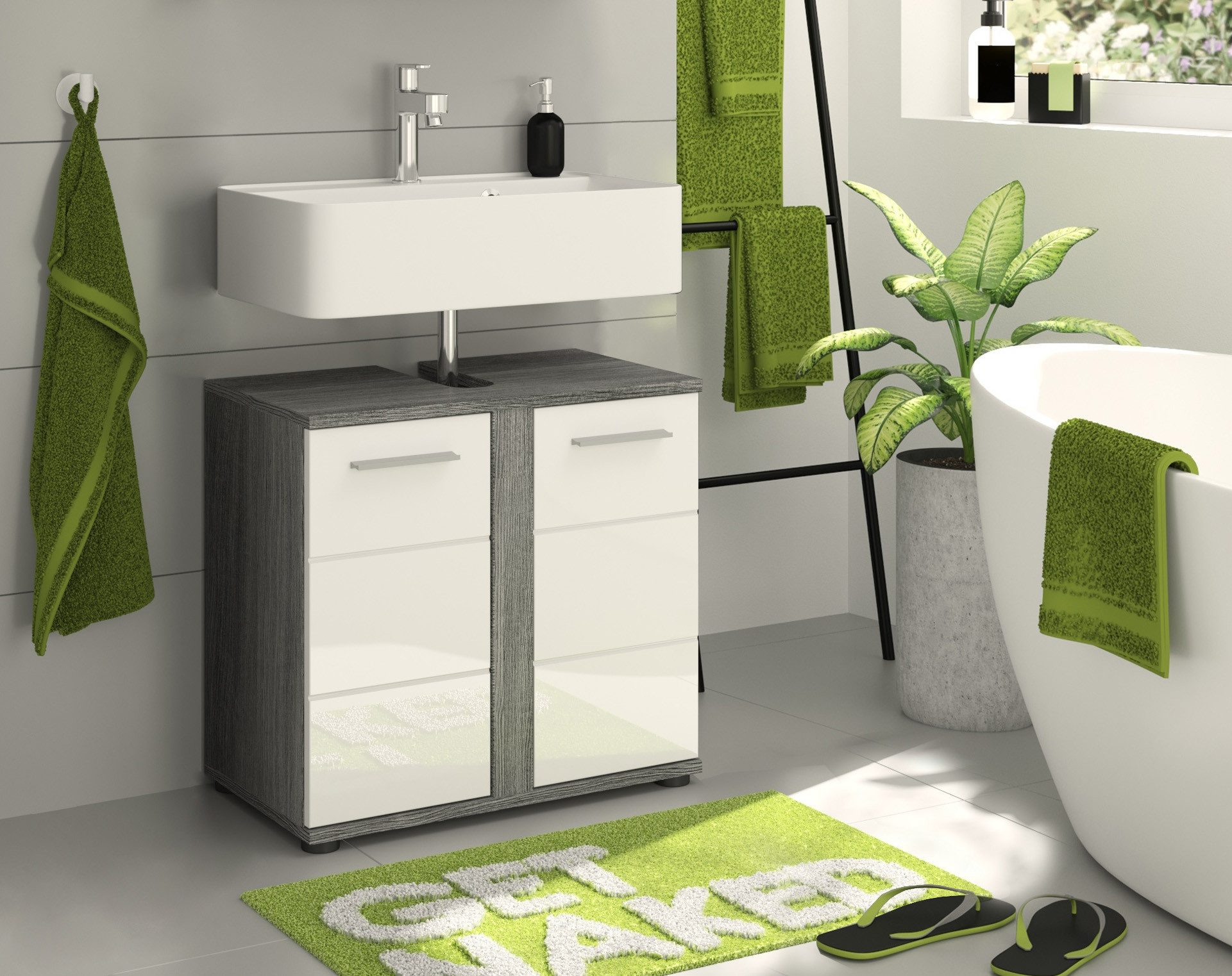 welltime Waschbeckenunterschrank LUCCA, TOPSELLER!, Breite 60cm, 2 Türen, 2 günstig online kaufen