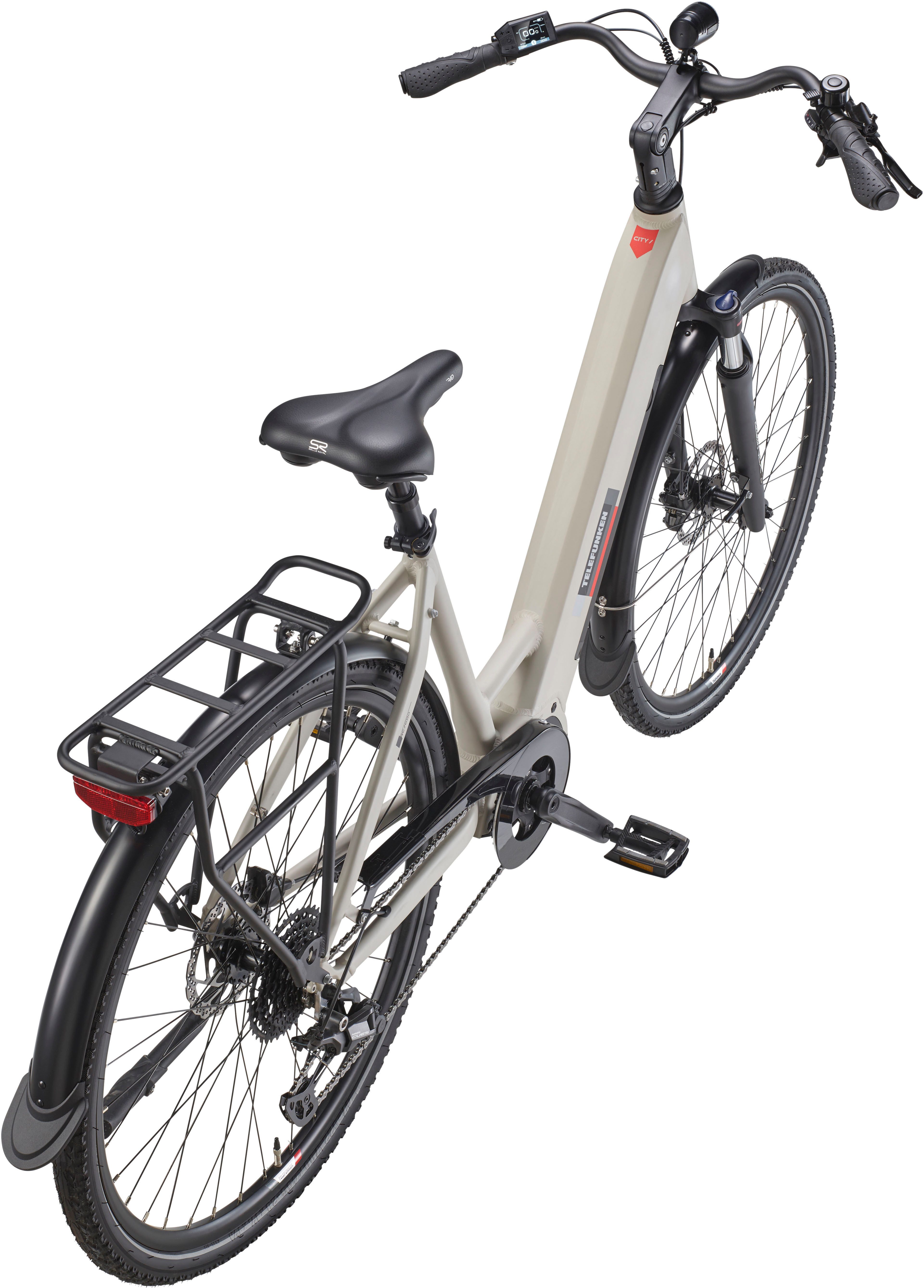 Telefunken E-Bike Cityrad Multitalent RC680, 10 Gang Shimano, Kettenschaltung, Mittelmotor, 705,6 Wh, (28 Zoll, Straßenzulassung, Scheibenbremsen), Pedelec, Elektrofahrrad für Damen u. Herren