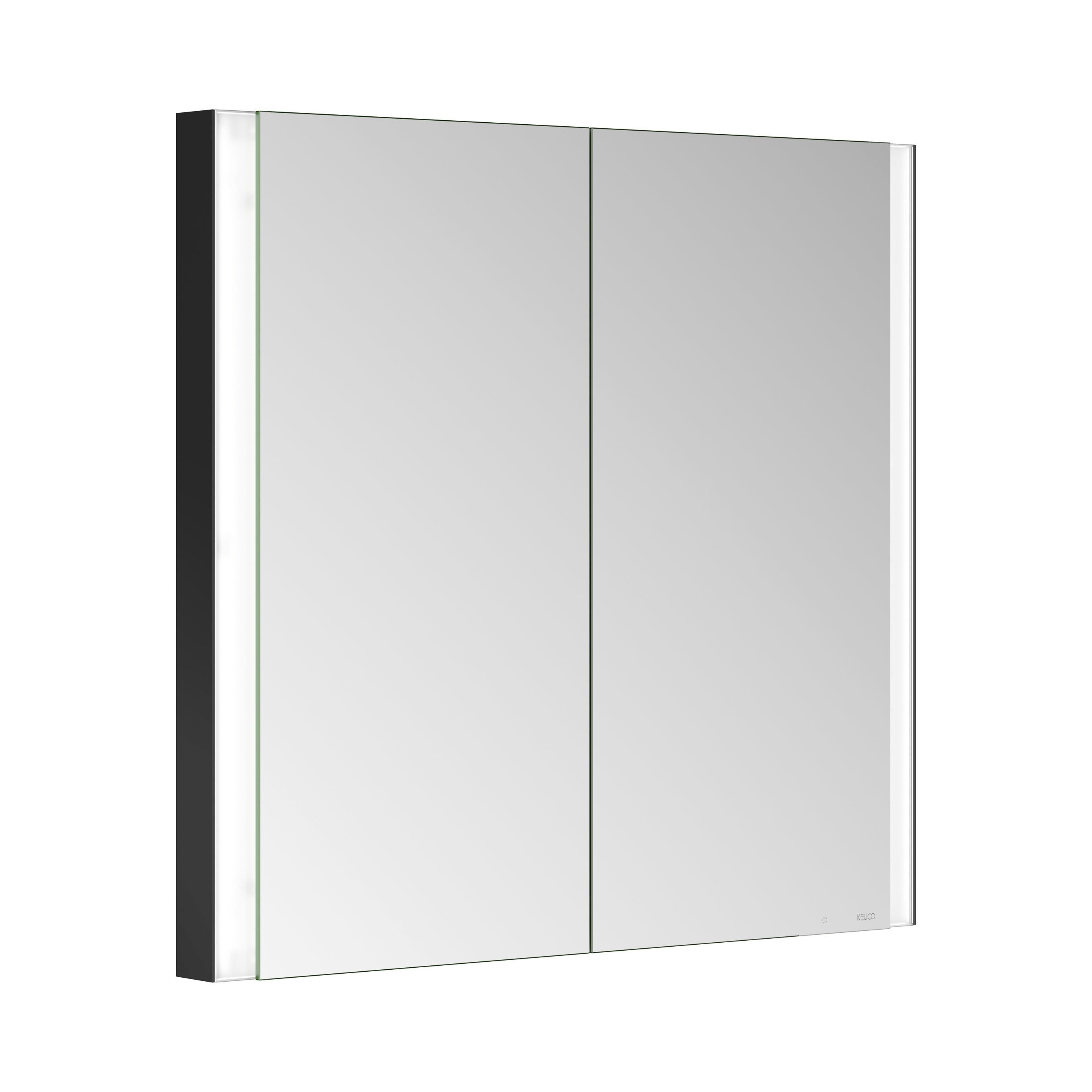 Keuco Badezimmerspiegelschrank Royal Finn Spiegelschrank LED, 80 cm, Unterputz, 2 Türen, Seiten schwarz