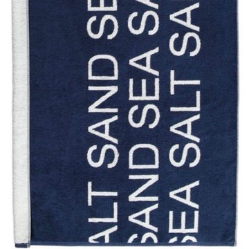 Cawö Handtuch Saunatuch Sea Salt Sand 442 16 Navy-Weiß, Walkfrottier (1-St), Maritimes Streifen-Design, Buchstaben