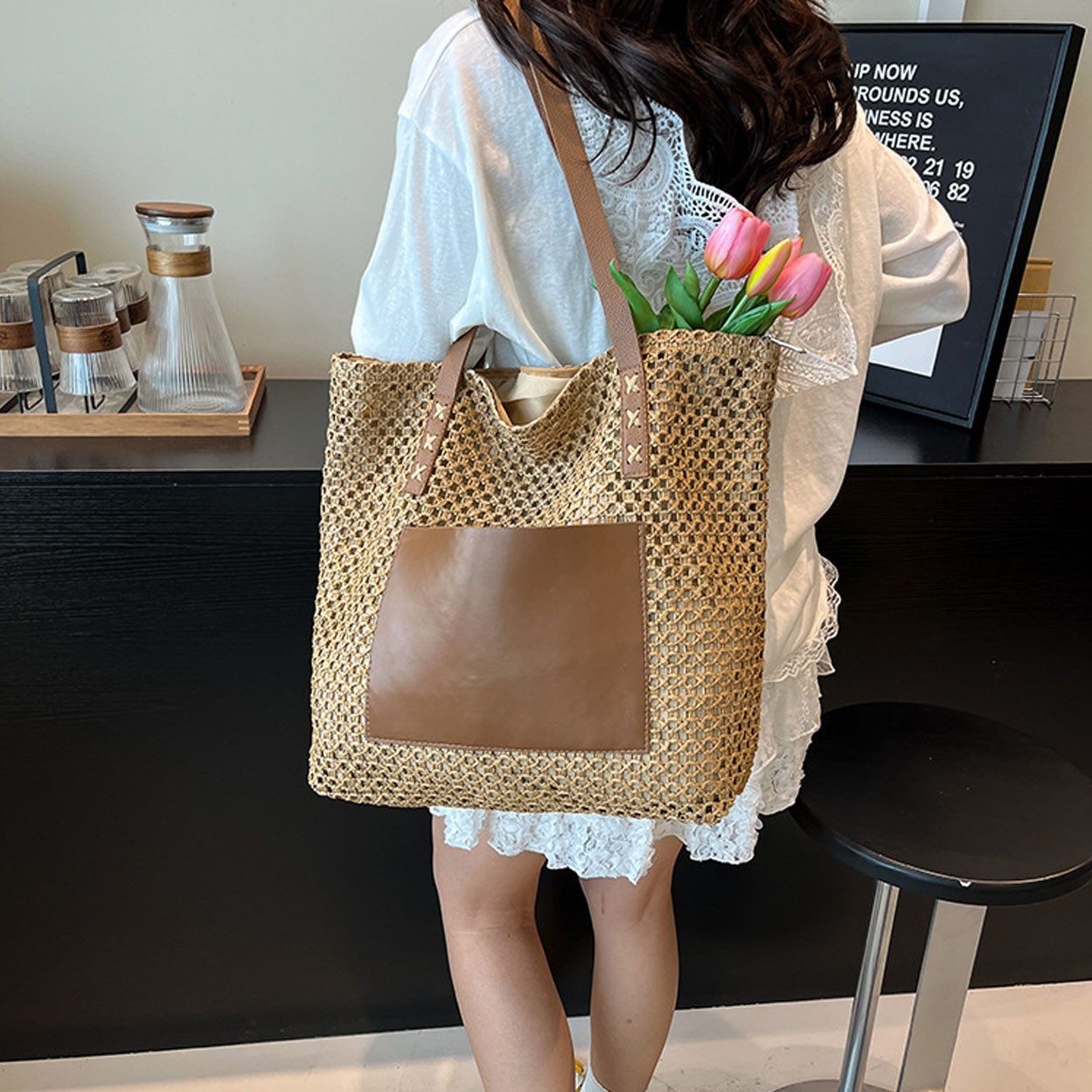 RWEUOQ XL-Strandtasche Women's Straw Bag Strandtasche, günstig online kaufen