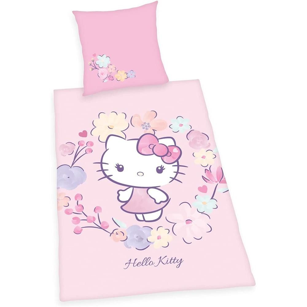 Kinderbettwäsche Hello Kitty Winterbettwäsche, Herding, rosa Katze Bettbezug Kissenbezug atmungsaktiv