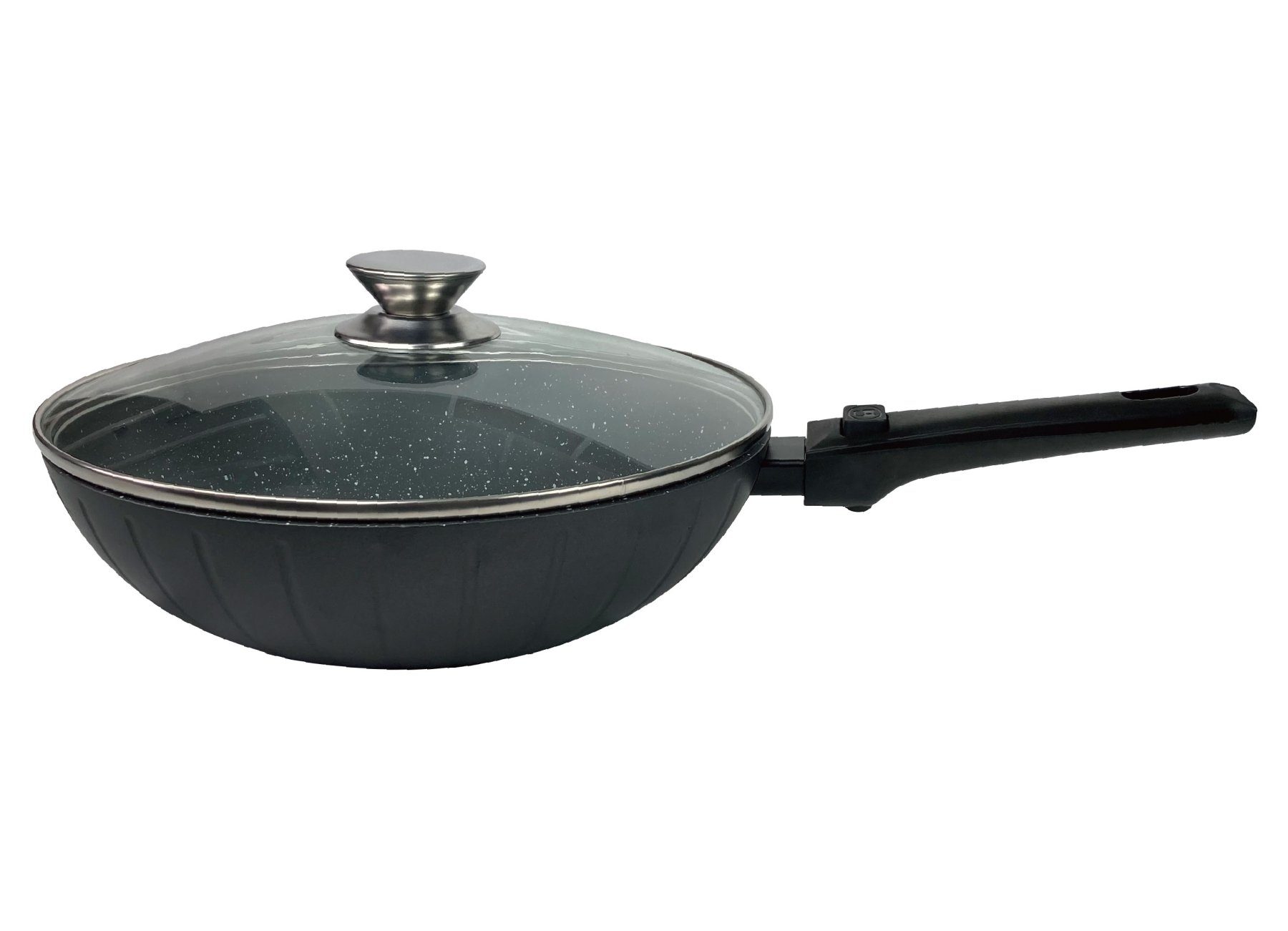 Cheffinger Wok Wok Pfanne Wokpfanne mit Glasdeckel Induktion Ø32cm Cheffinger FWD-32, Material: Aluminium, Stahl, Glas