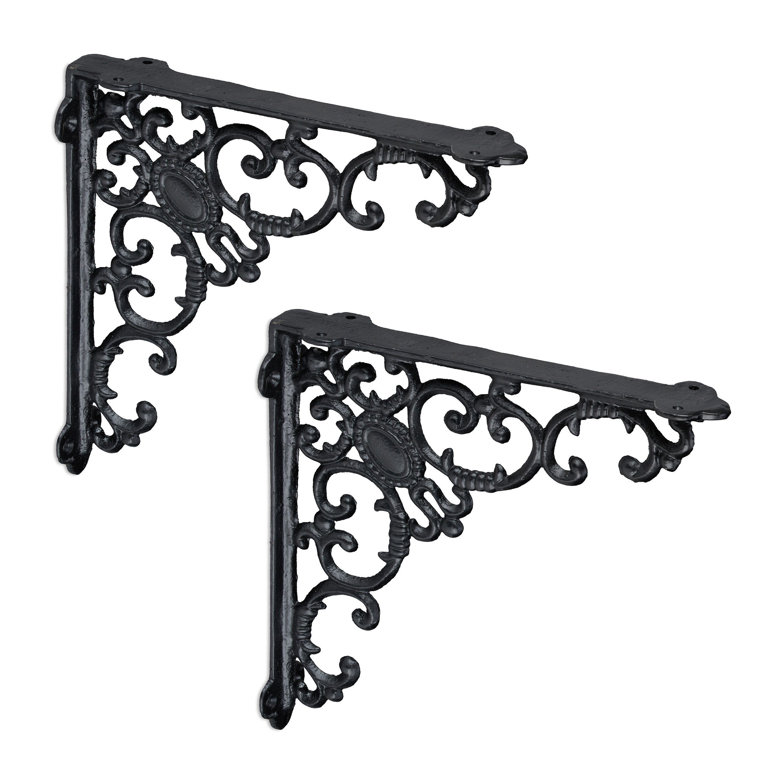 relaxdays Wandregalhalter 2er Set Regalwinkel antik, schwarz günstig online kaufen