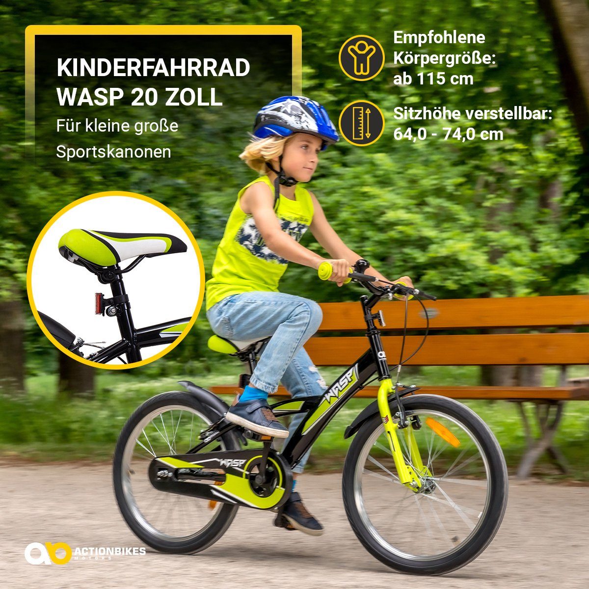 Thumbnail - Actionbikes Motors Kinderfahrrad Kinder Fahrrad Wasp, 1 Gang, ohne Schaltung, (20 Zoll, ab 115 cm Körpergröße, max. Zula...