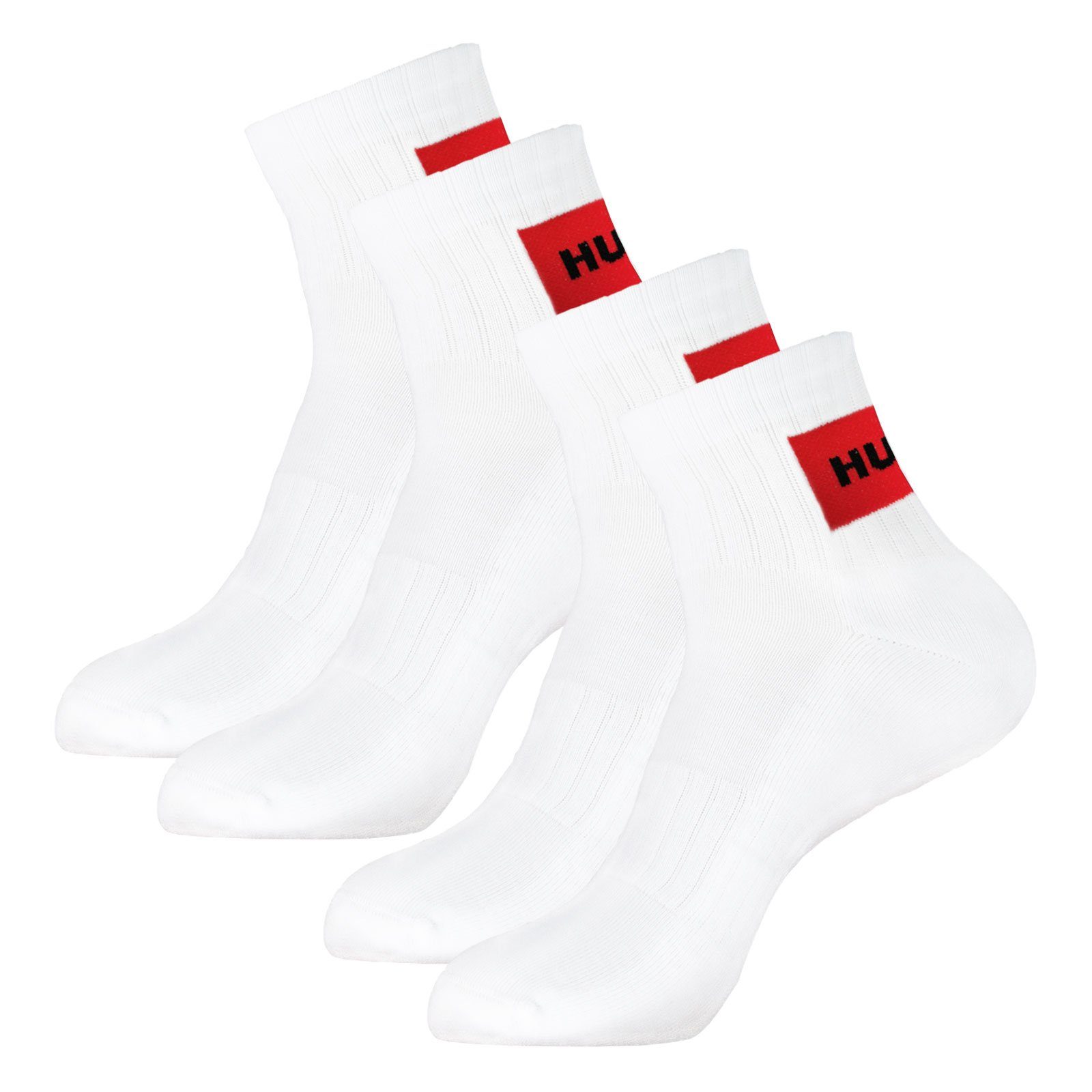 HUGO Freizeitsocken SH Rib Label CC (4-Paar) mit Plüschsohle 100 white | Socken