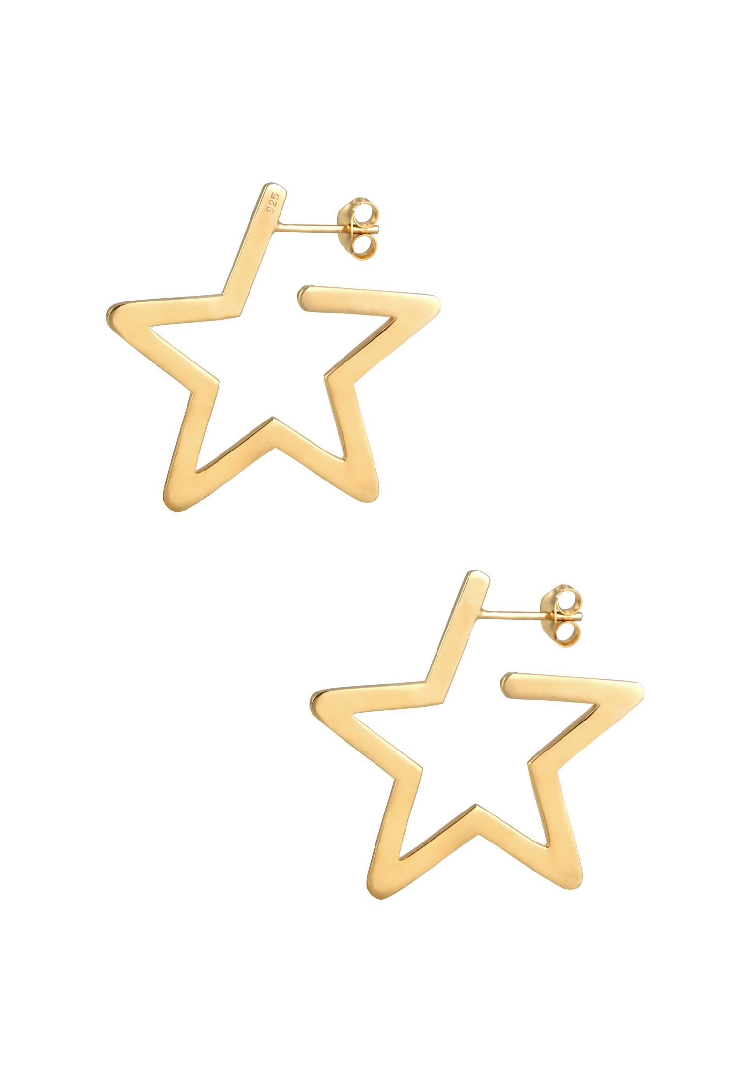 Astro 925 Paar Gold Filigran Elli Silber Creolen Creolen Stern