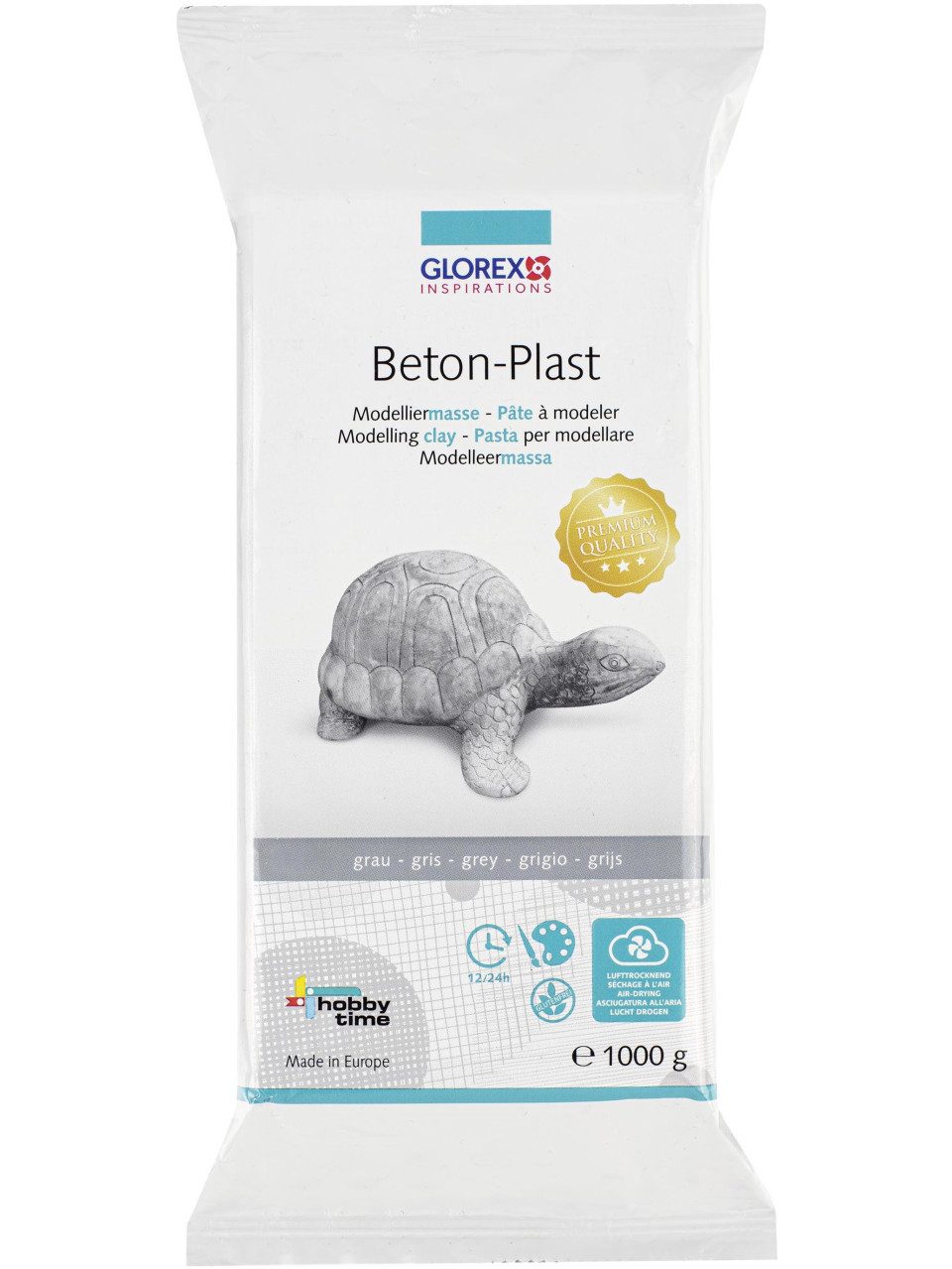 Glorex Bastelnaturmaterial Beton Plast Modelliermasse betongrau 1000 g