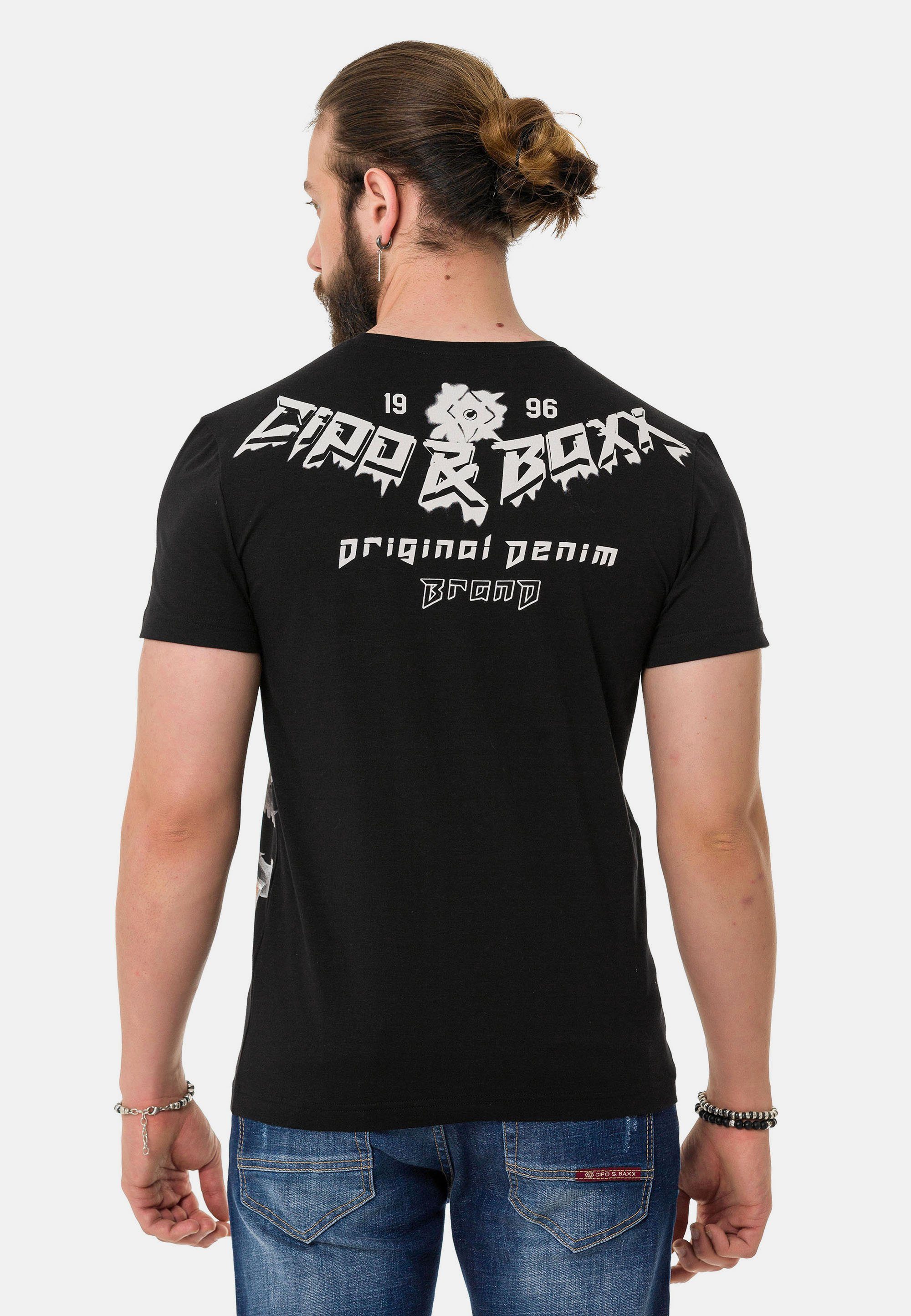 Cipo & Baxx T-Shirt coolem mit schwarz Markenprint