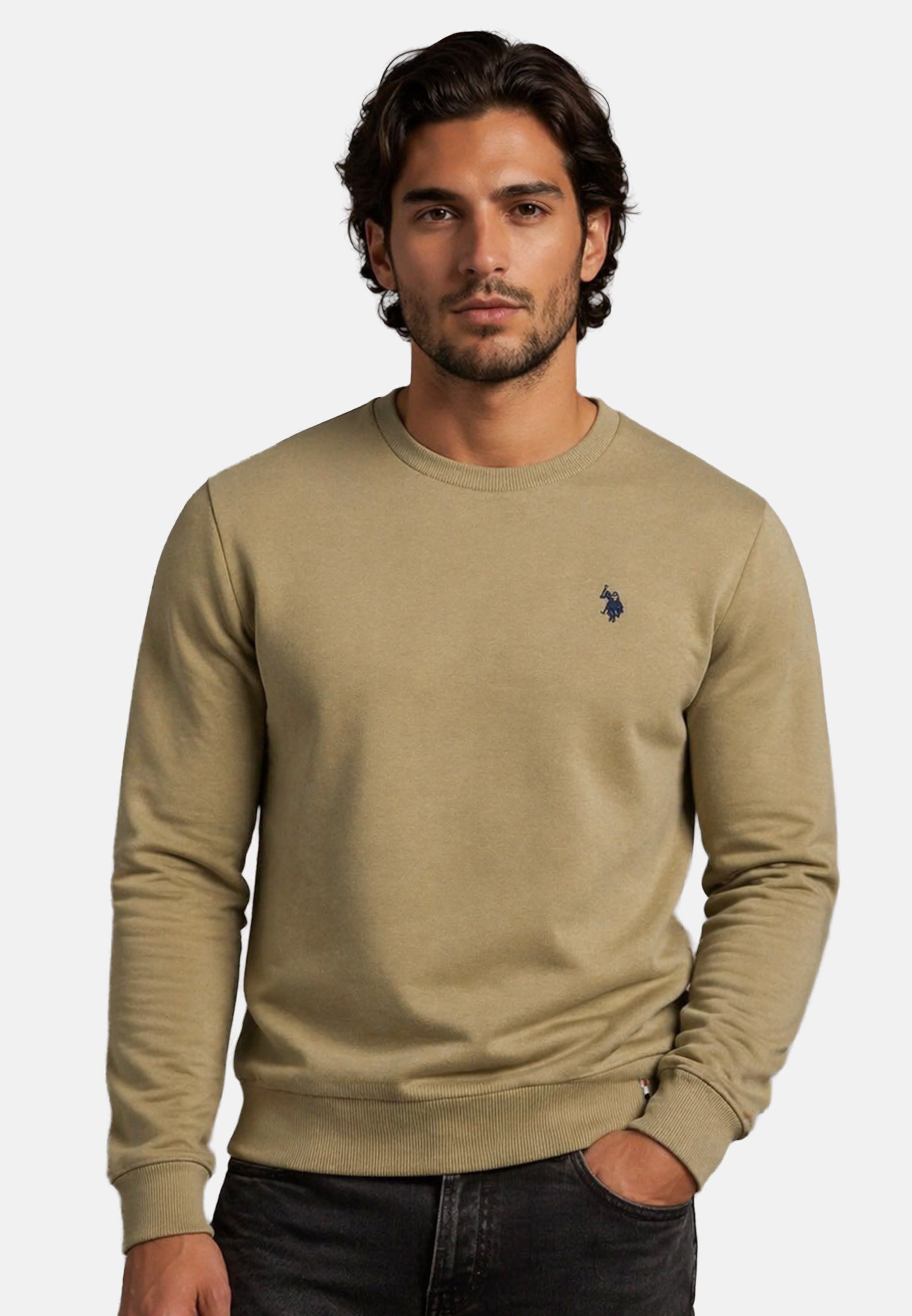 U.S. Polo Assn. Rundhalspullover USJaxxon – Herren Sweatshirt mit Rundhalsausschnitt Weiche Baumwollmischung, formstabil und mit Logo-Stickerei