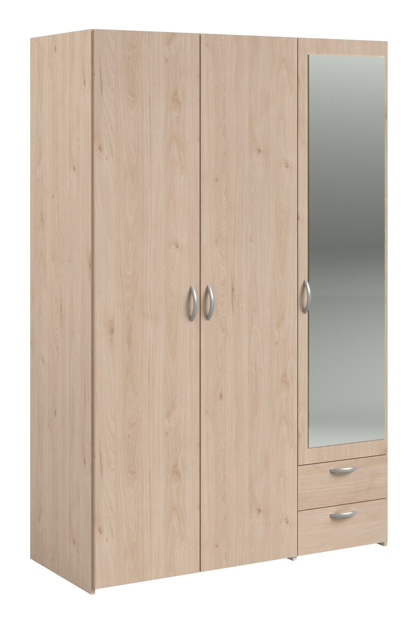Parisot Kleiderschrank Parisot Daily 14 3 Türen, 1 Spiegel, 2 Schübe, in Eiche Dekor - 120x185x51cm (BxHxT)
