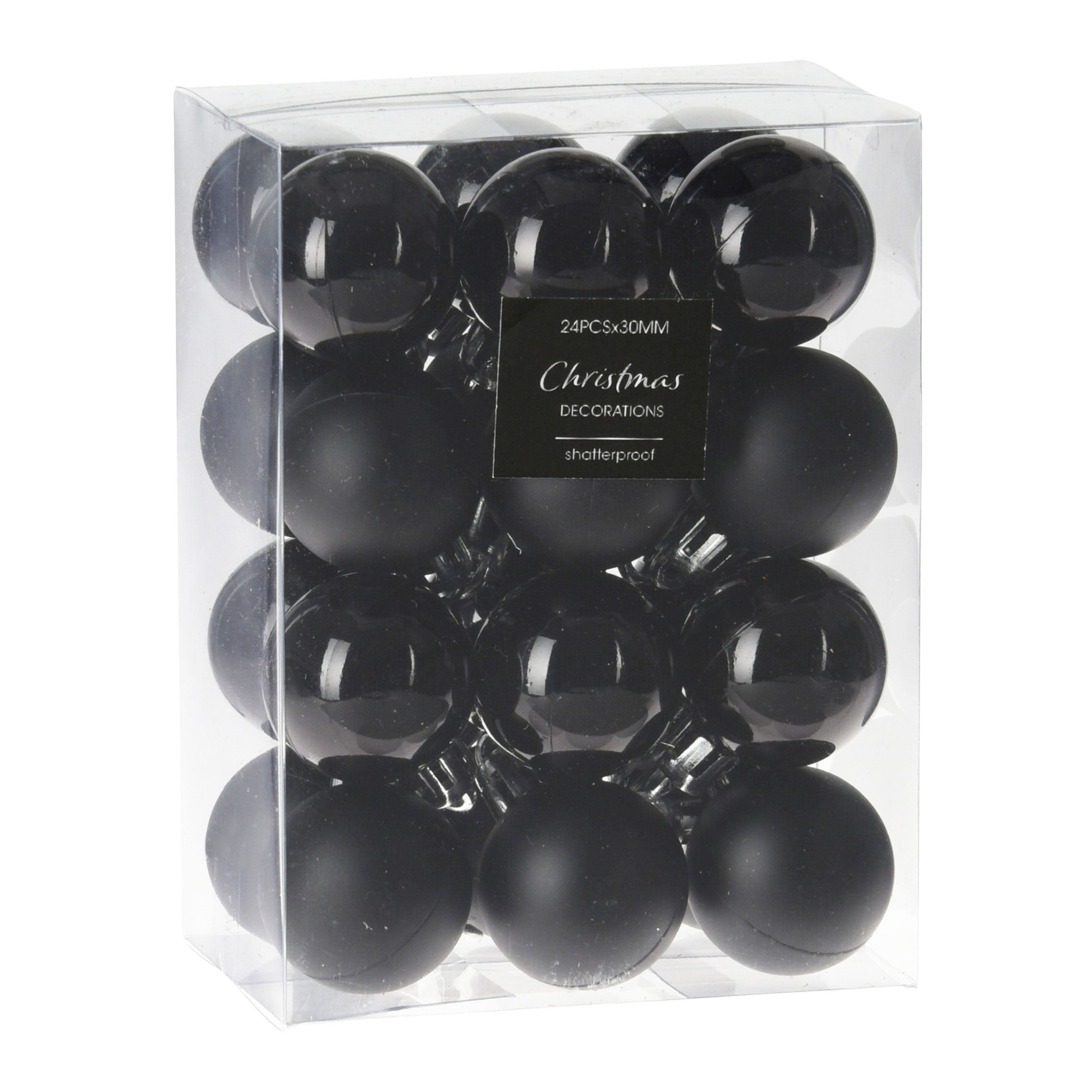 ToCi Weihnachtsbaumkugel 24x Новогодние шары Schwarz Ø3cm Christbaumkugeln Baumschmuck Deko (24 St), Bruchsicher