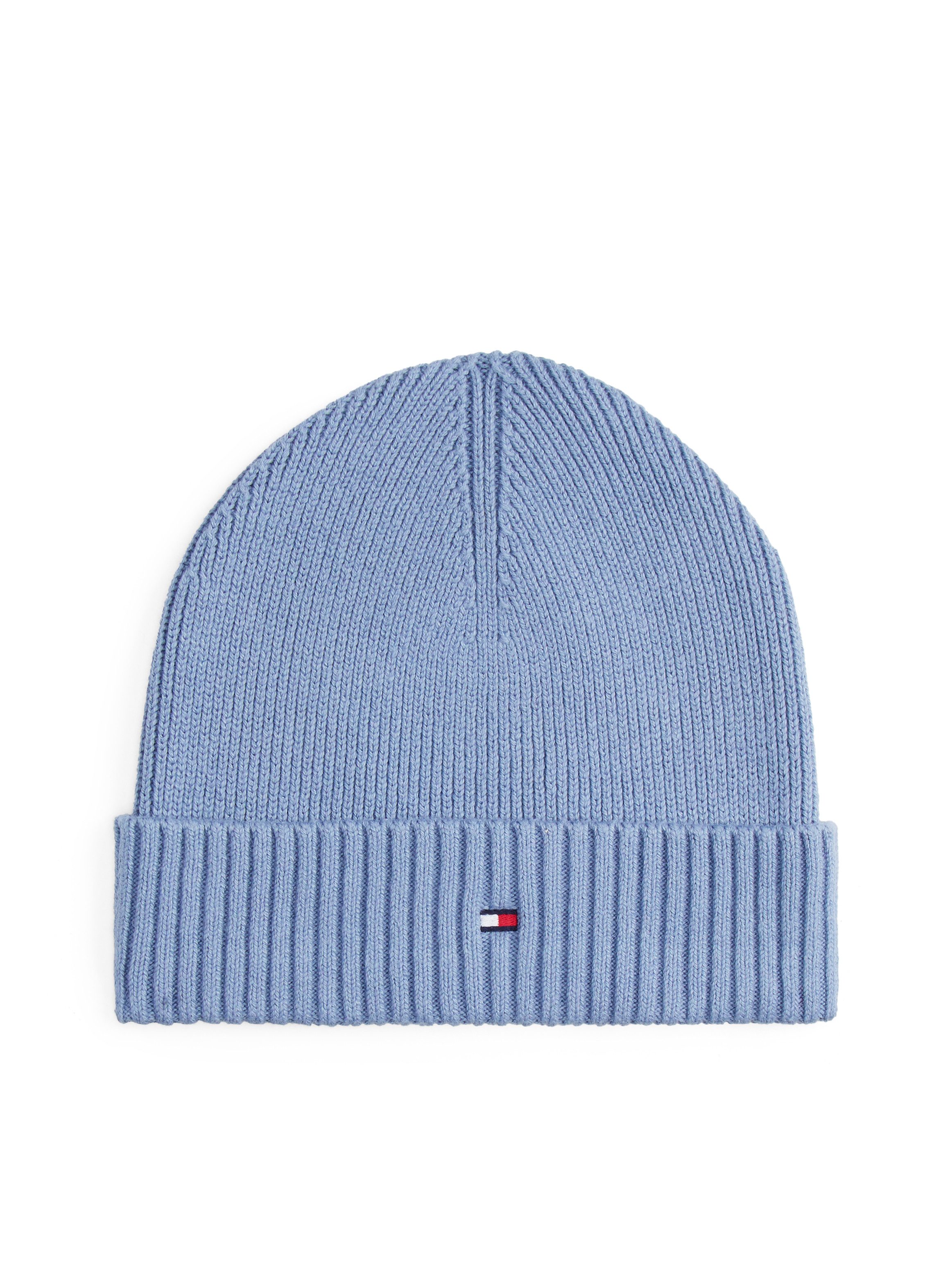 Tommy Hilfiger Strickmütze TH FLAG PIMA COTTON BEANIE Beanie mit Logostickerei, mit Kaschmiranteil Unisex