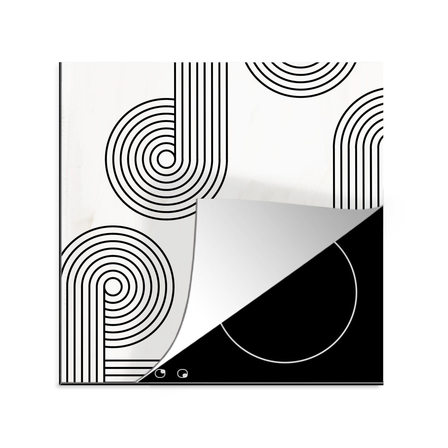 MuchoWow Herdblende-/Abdeckplatte Kunst - Abstrakt - Kreis, Vinyl, (1 tlg), 78x78 cm, Ceranfeldabdeckung, Arbeitsplatte für küche