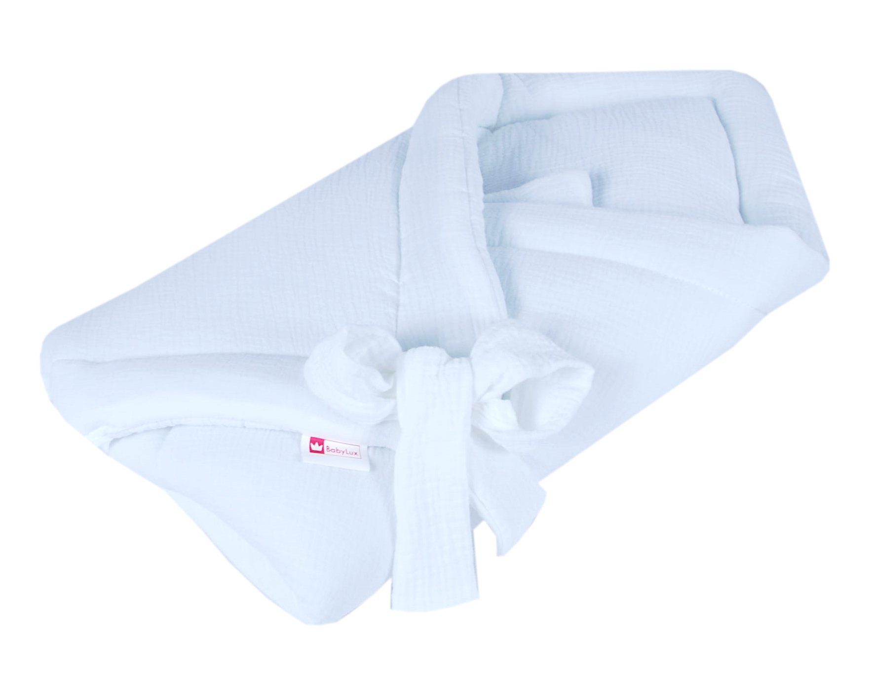 Einschlagdecke BABYLUX Einschlagdecke Musselin BABYHÖRNCHEN 75 x 75 cm Neugeborene, BabyLux, Weiß – Bild 2 von 4