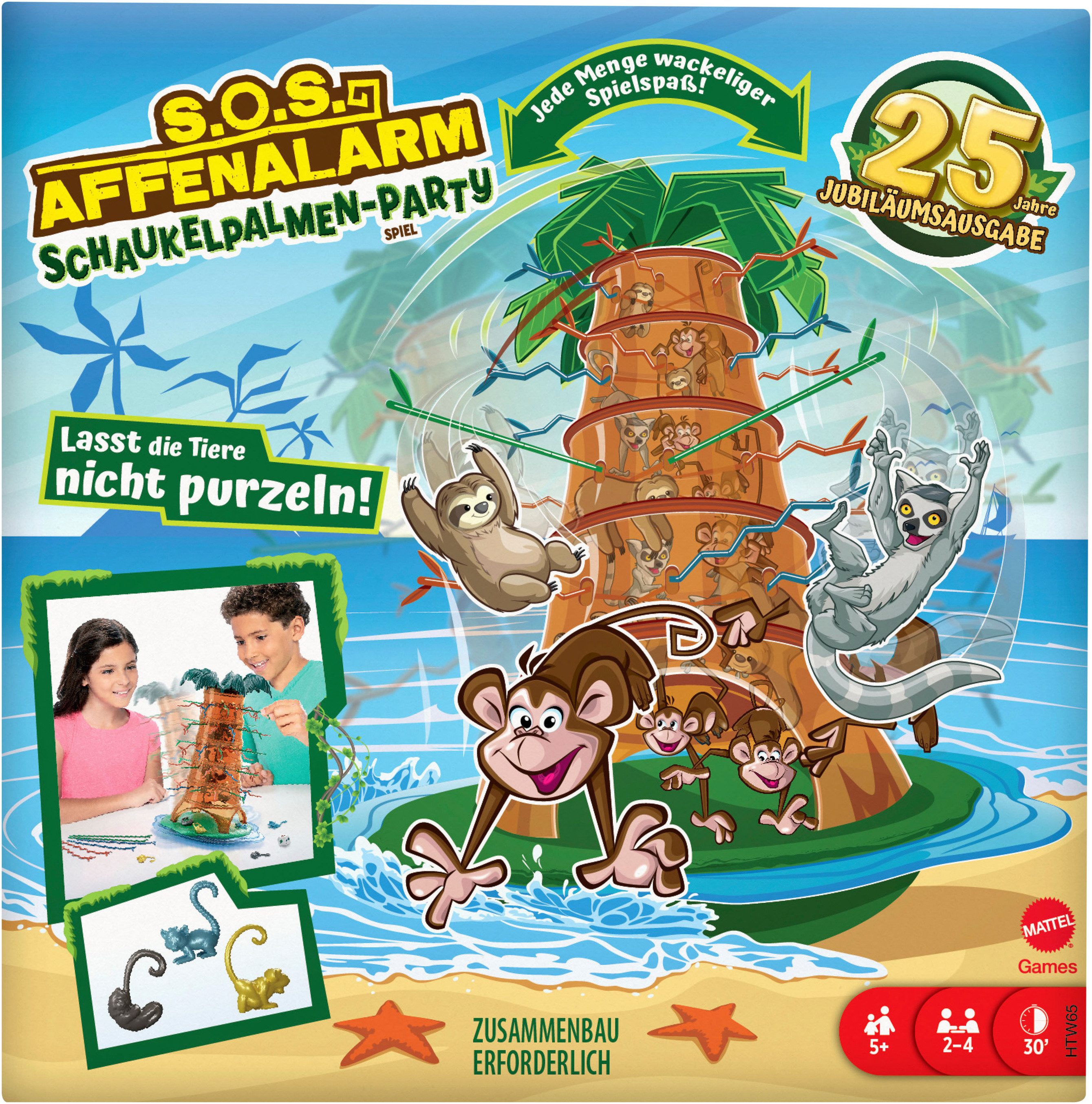 Mattel games Spiel S.O.S. Affenalarm Schaukelpalmen-Party, Kinderspiel