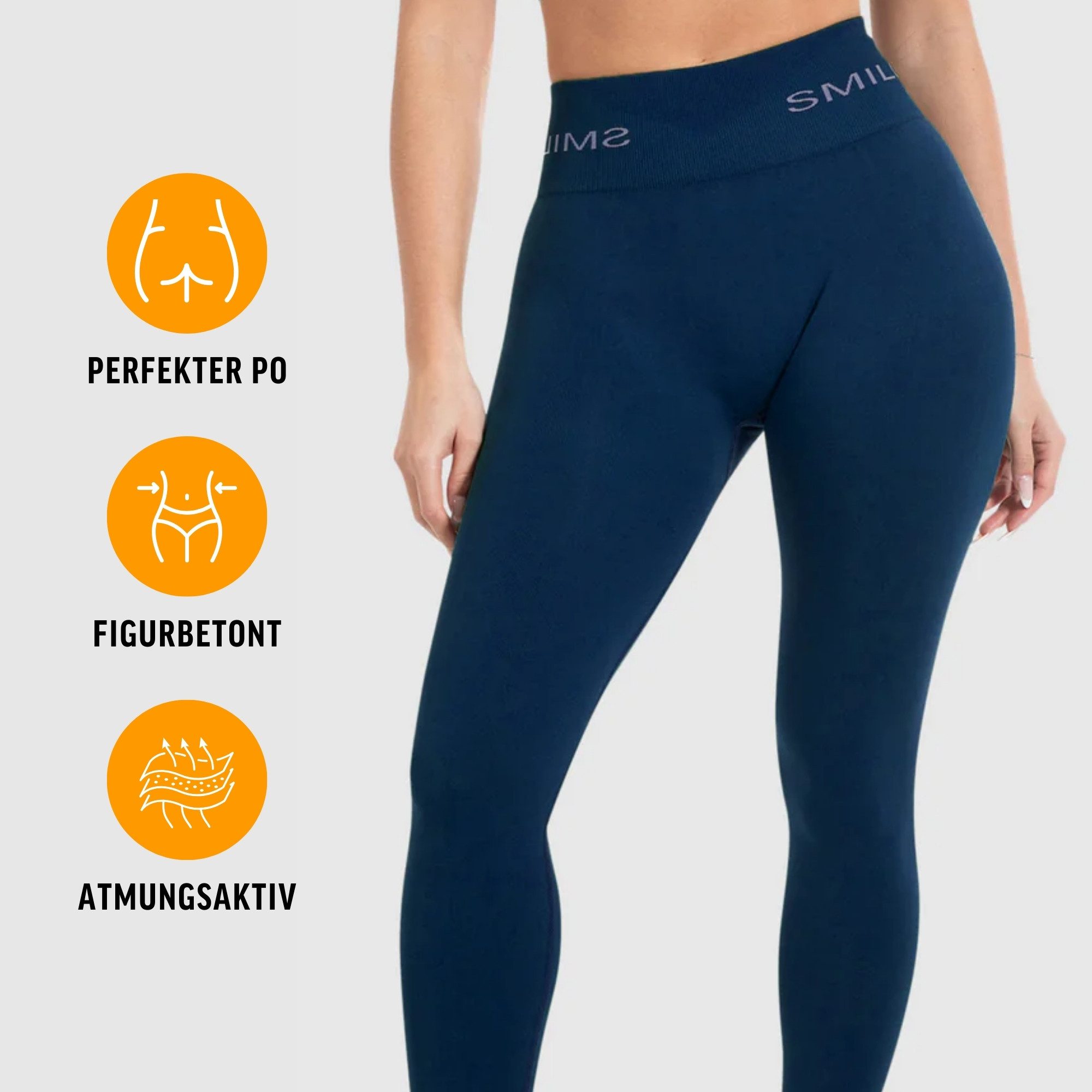 Smilodox Leggings Azura, Push Up Booy Fitnessleggings mit Schriftzug Sport & Alltag Scrunch Butt Squat-Sicher High Waist Seamless Yoga Gymhose Blickdicht
