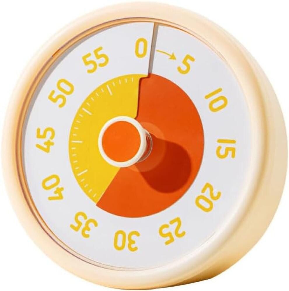 FELIXLEO Intervall-Timer Visueller Timer Kinder 60 Min Countdown Büro Küche Cremegelb. (1-St)