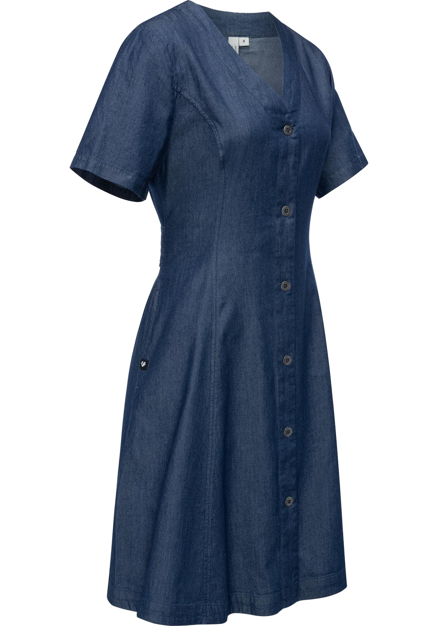Ragwear Sommerkleid Kveeda Denim Sommerliches Minikleid mit Schleife am Rücken