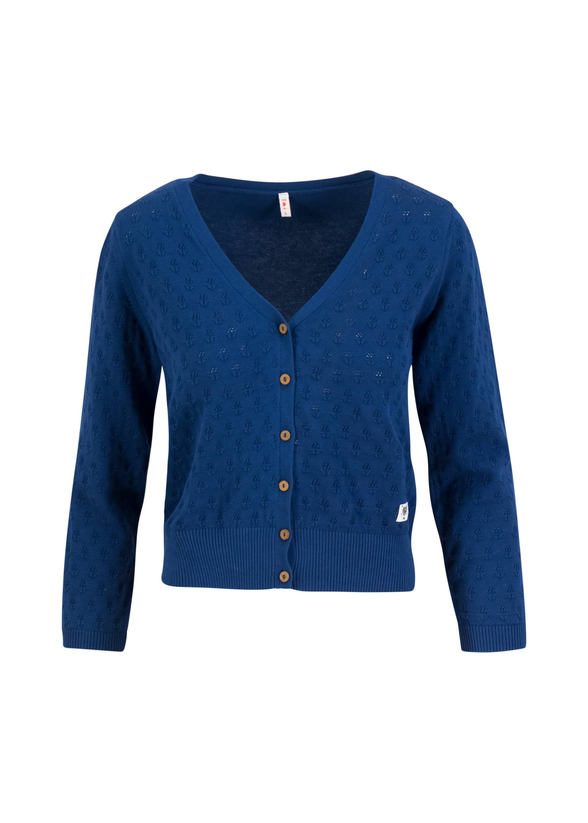 Blutsgeschwister Strickjacke - Strickcardigan Damen Baumwolle - Ajour Lochmuster - V-Ausschnitt - S