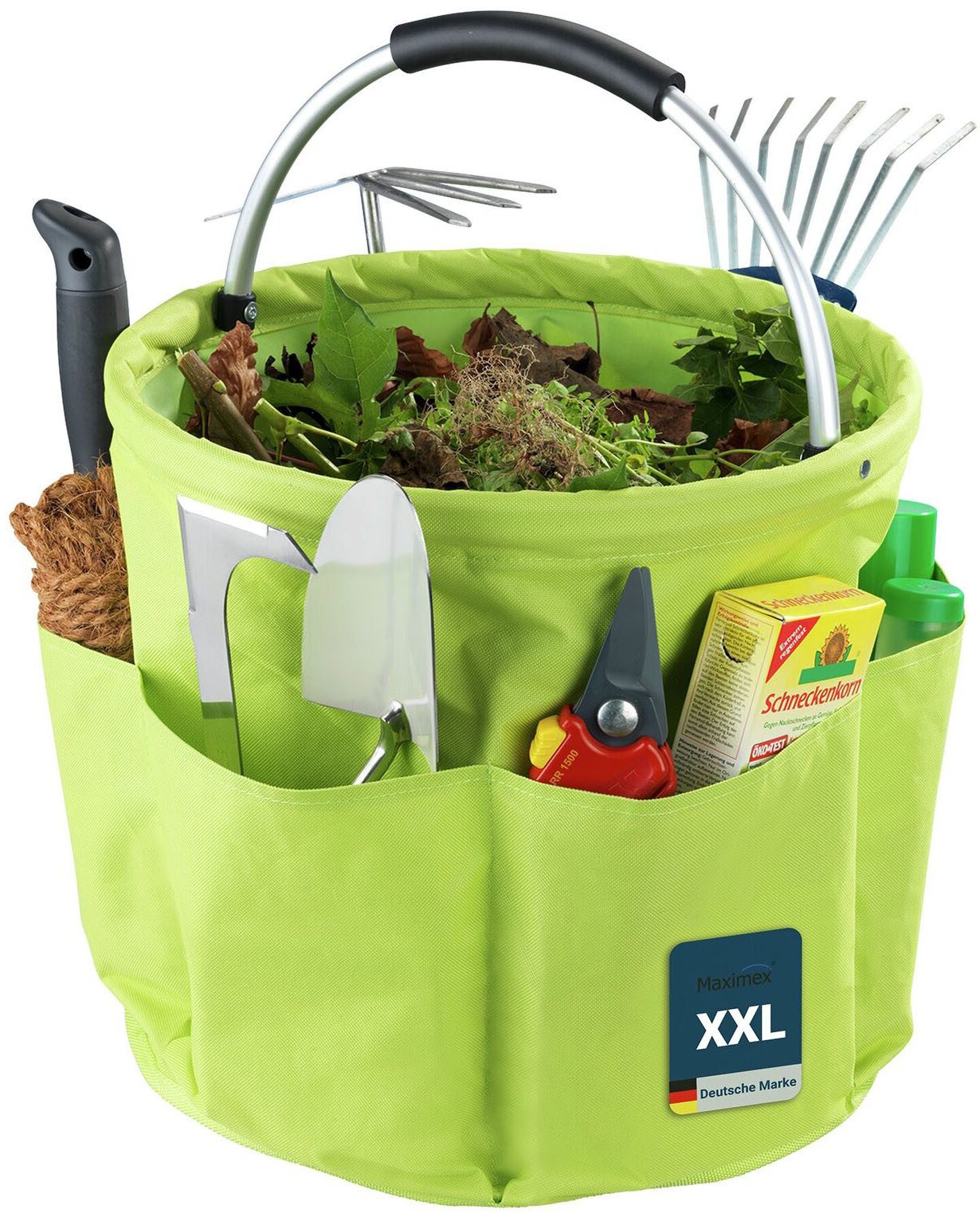 Maximex Gartensack, Aufbewahrungskorb mit 6 Taschen für Gartenwerkzeug