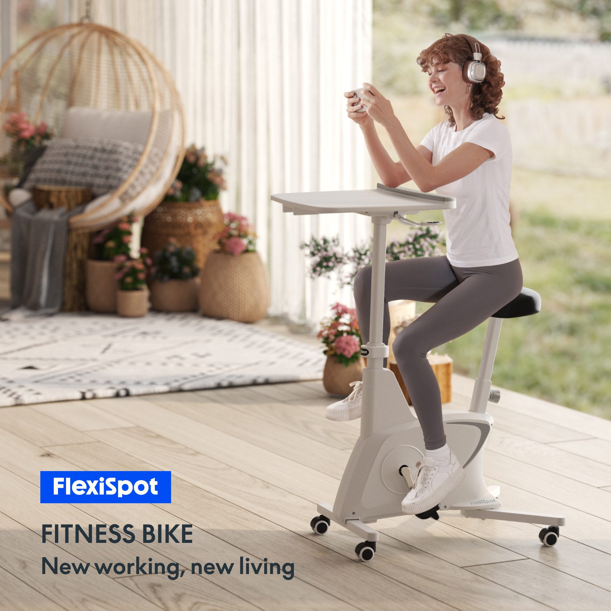 FLEXISPOT Fitnessbike Heimtrainer Fahrrad V9-Lite mit Tischplatte, (Tragbares Fitnessfahrrad mit Stabiler Rahmen und Geräuscharmer Betrieb), Ideal für Zuhause und Outdoor