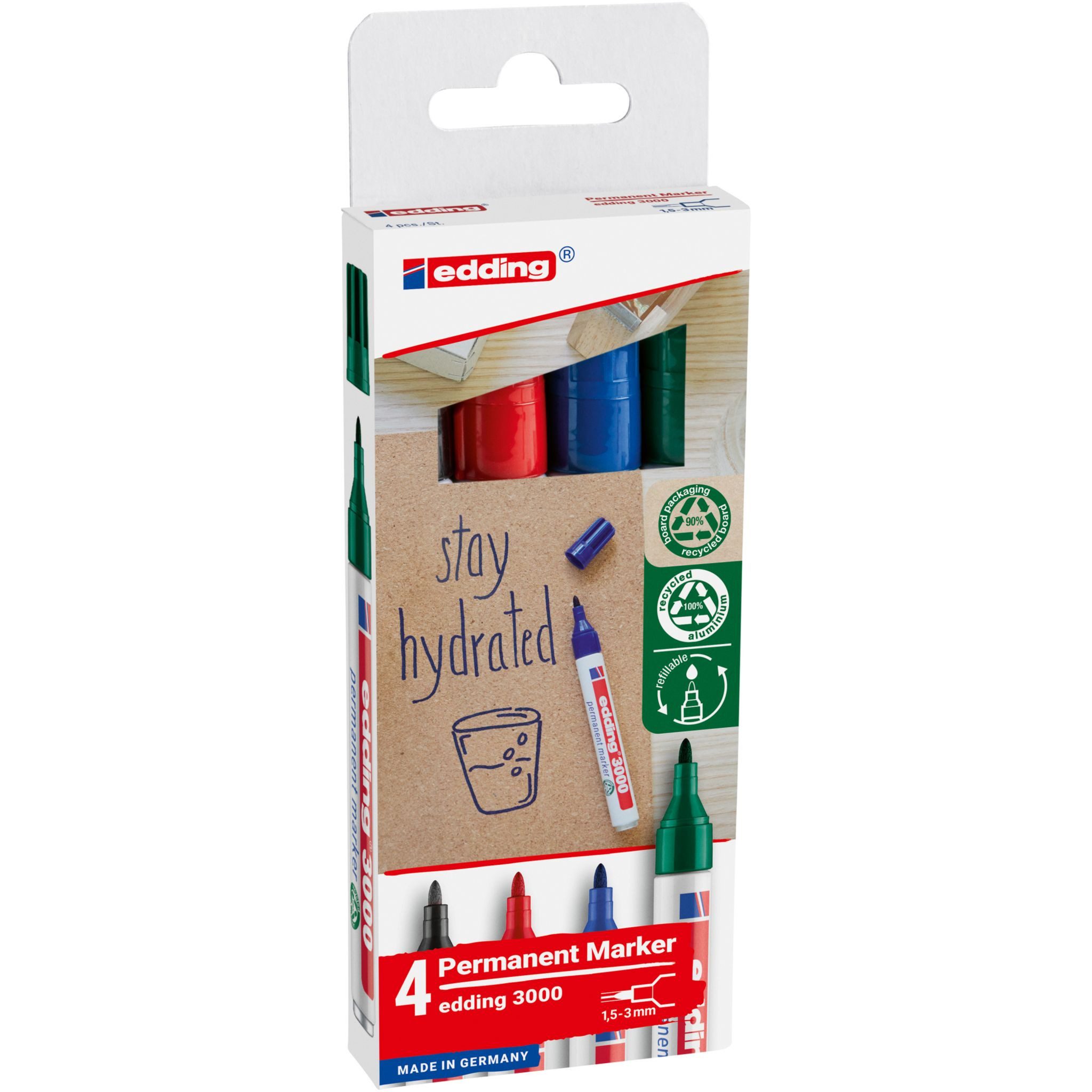 edding Marker Permanentmarker 3000 sortiert 4St Set
