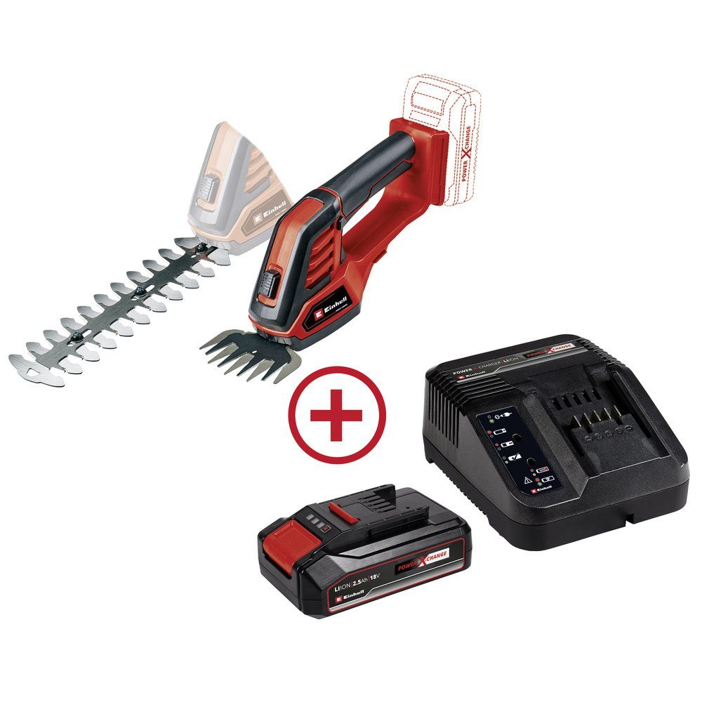 Einhell Baum- und Strauchschneider Einhell GE-CG 18/100 Li + 2,5 Ah Starter-Kit Akku Gras- und Strauchsch