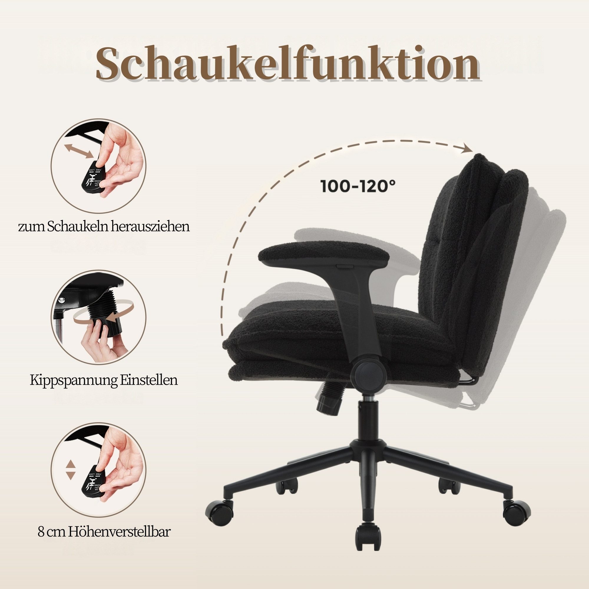 IWMH Bürostuhl Schreibtischstuhl mit klappbare Armlehnen, (Höhenverstellbar günstig online kaufen