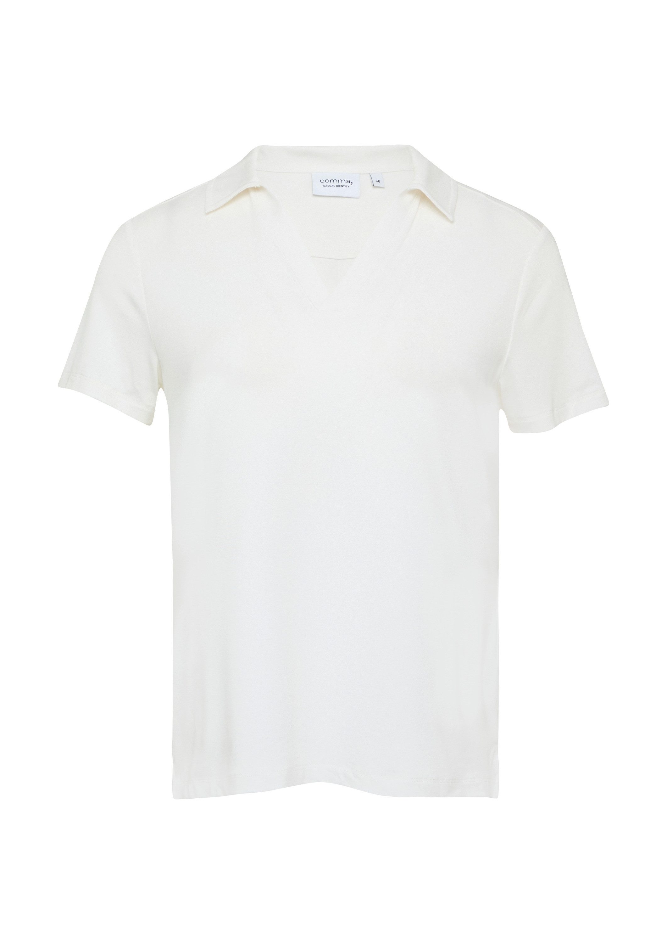 comma Kurzarmshirt T-Shirt Jersey-Poloshirt aus Viskosemix günstig online kaufen