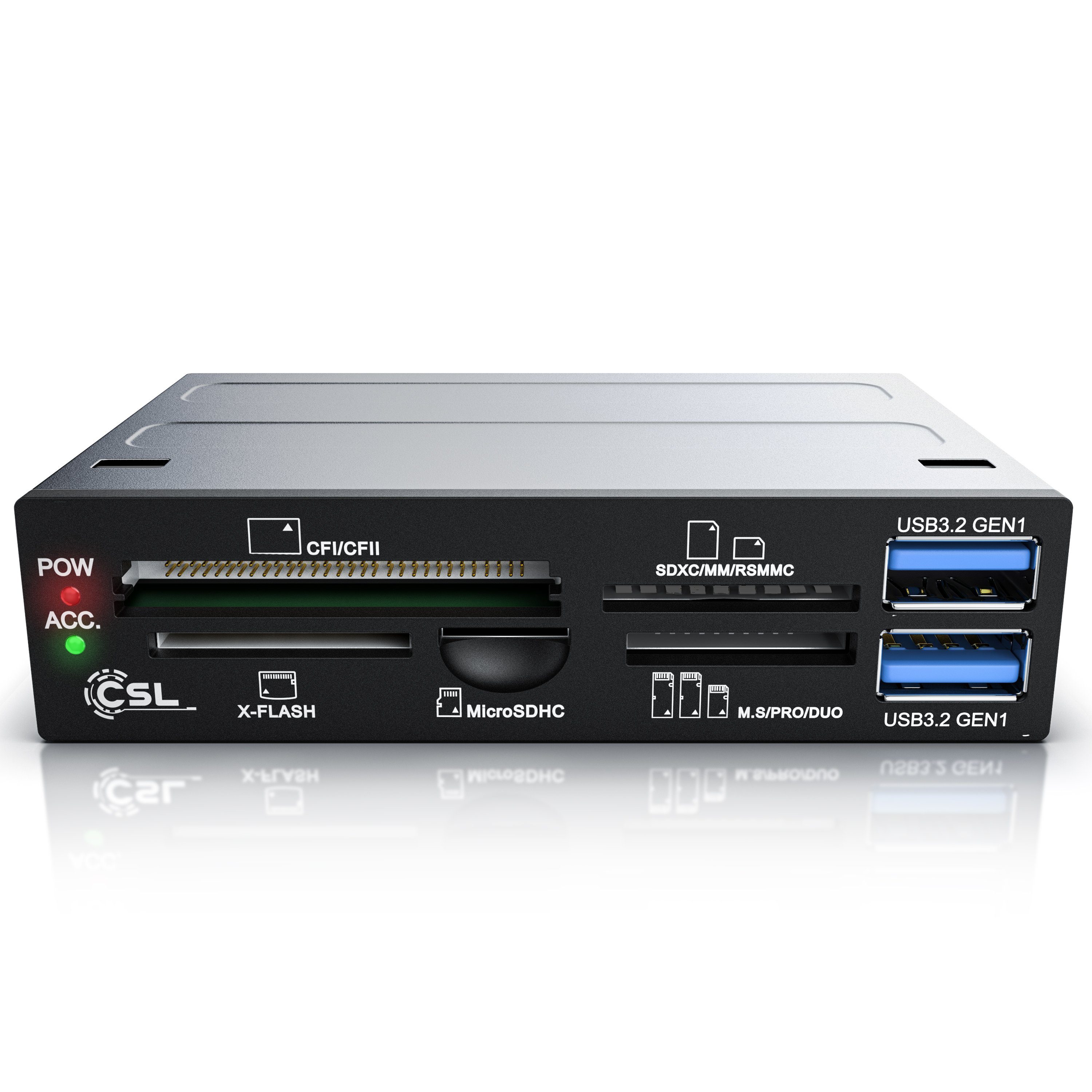 CSL Speicherkartenleser 3,5" interner Cardreader, Kartenleser 2 x USB 3.2 Gen1 Schnittstellen, USB 2.0, USB 3.0, SD/SDXC/microSD/microSDHC/M2/CF/MMC/MS/XD