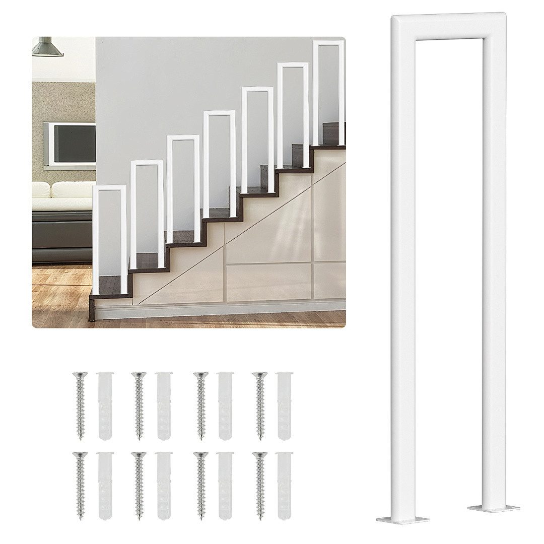 Clanmacy Treppengeländer Treppengeländer U-förmiges ovales Rohr 55 - 100 cm Weiß/Schwarz, 55 cm Höhe