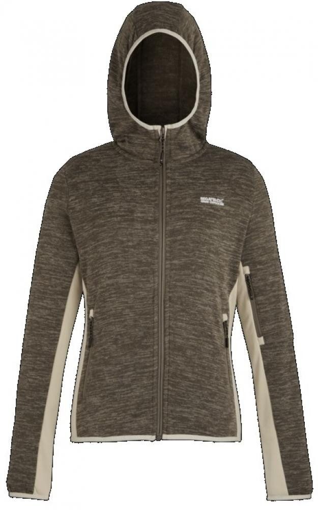 Kapuzensweatjacke Damen Melierte Fleece Jacke in Strickoptik - Kemilia