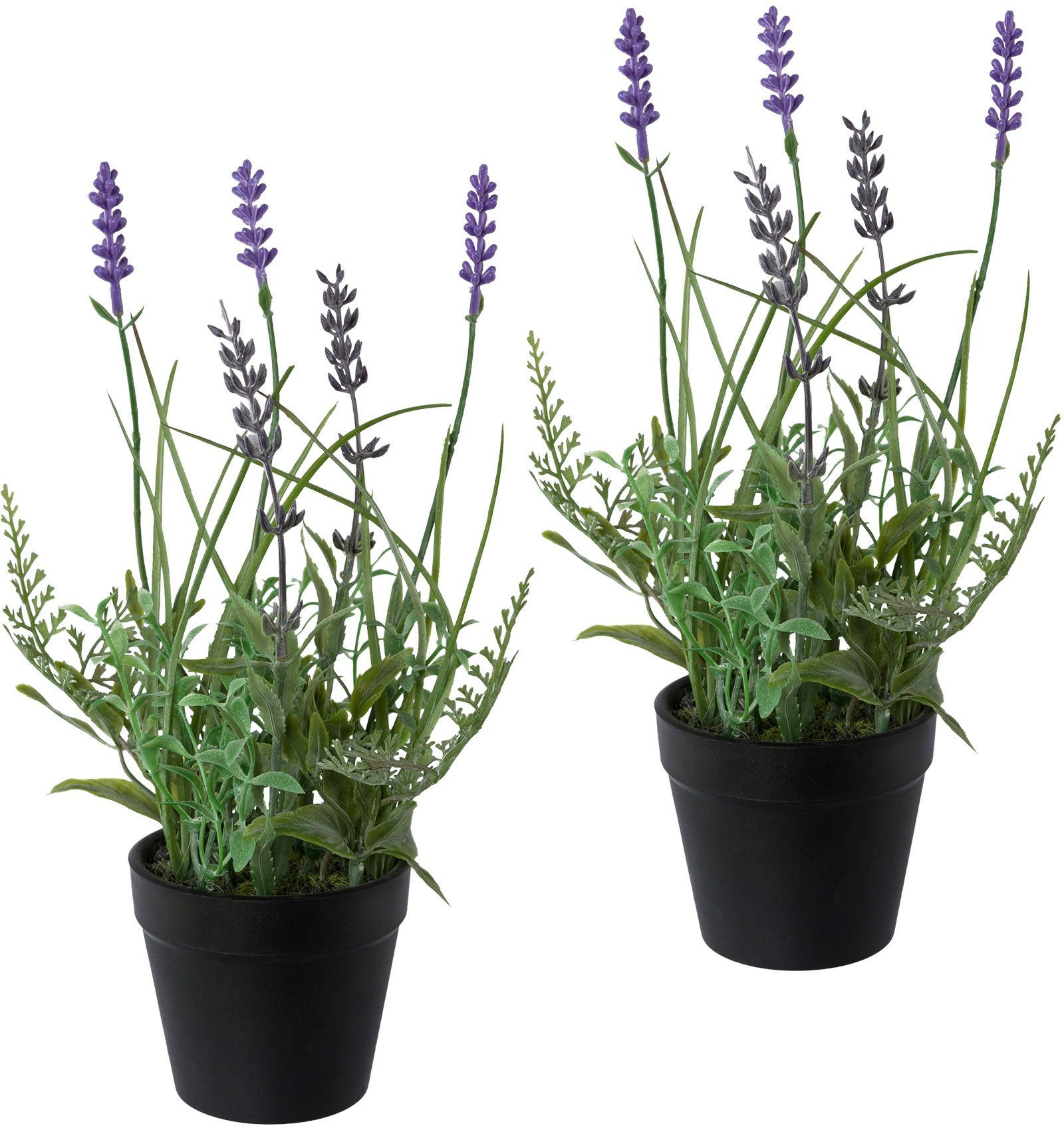 Kunststofftopf Set, Creativ Höhe cm, im Lavendel, Kunstpflanze 25 green, 3er