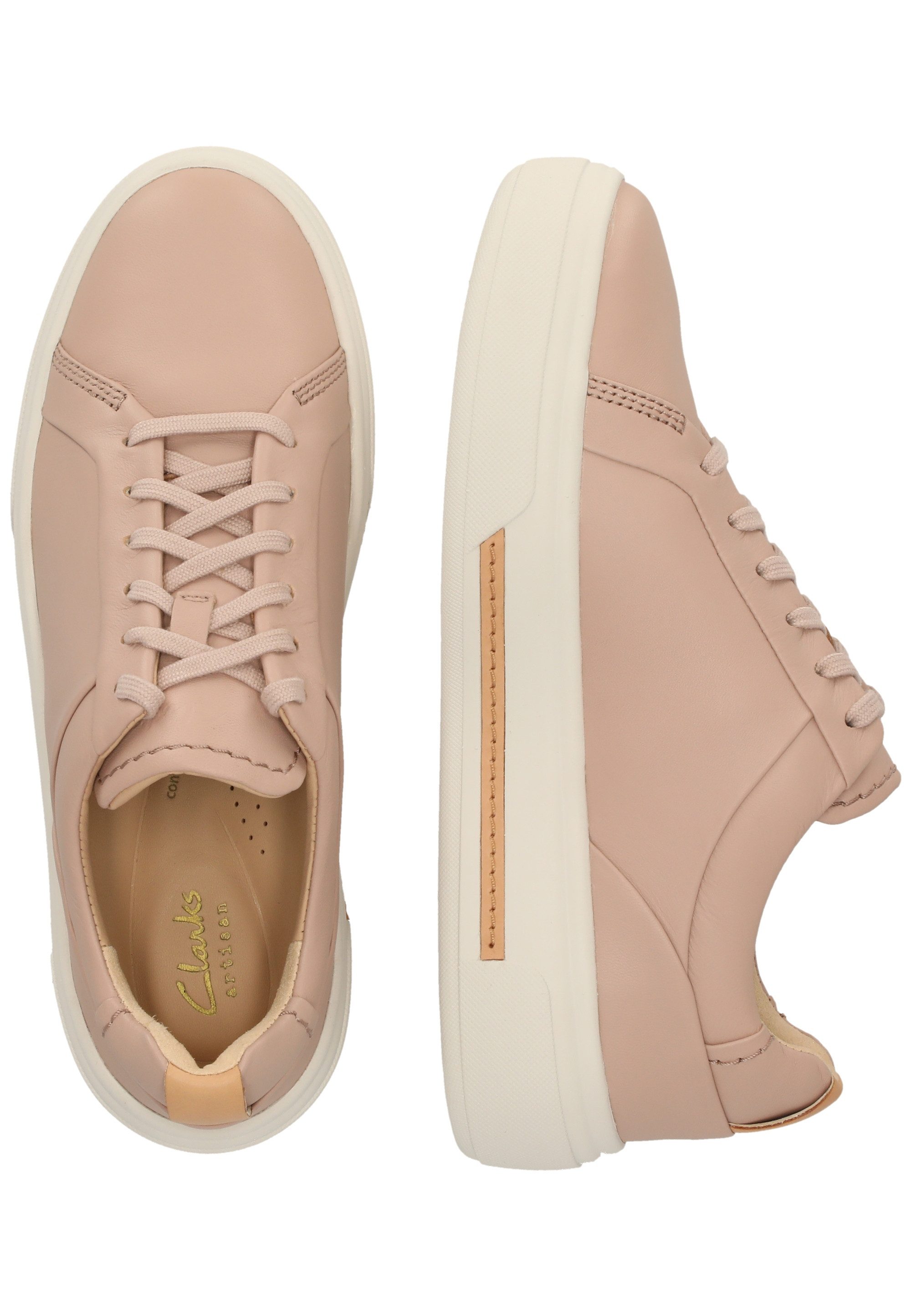 Clarks Hollyhock Walk Rose Leather Sneaker mit gepolstertem Fußbett