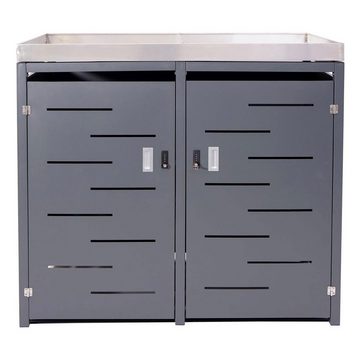 MCW Mülltonnenbox MCW-H40-XL-2, Mülltonnen mit 80 bis 240L Fassungsvermögen, abschließbar erweiterbar