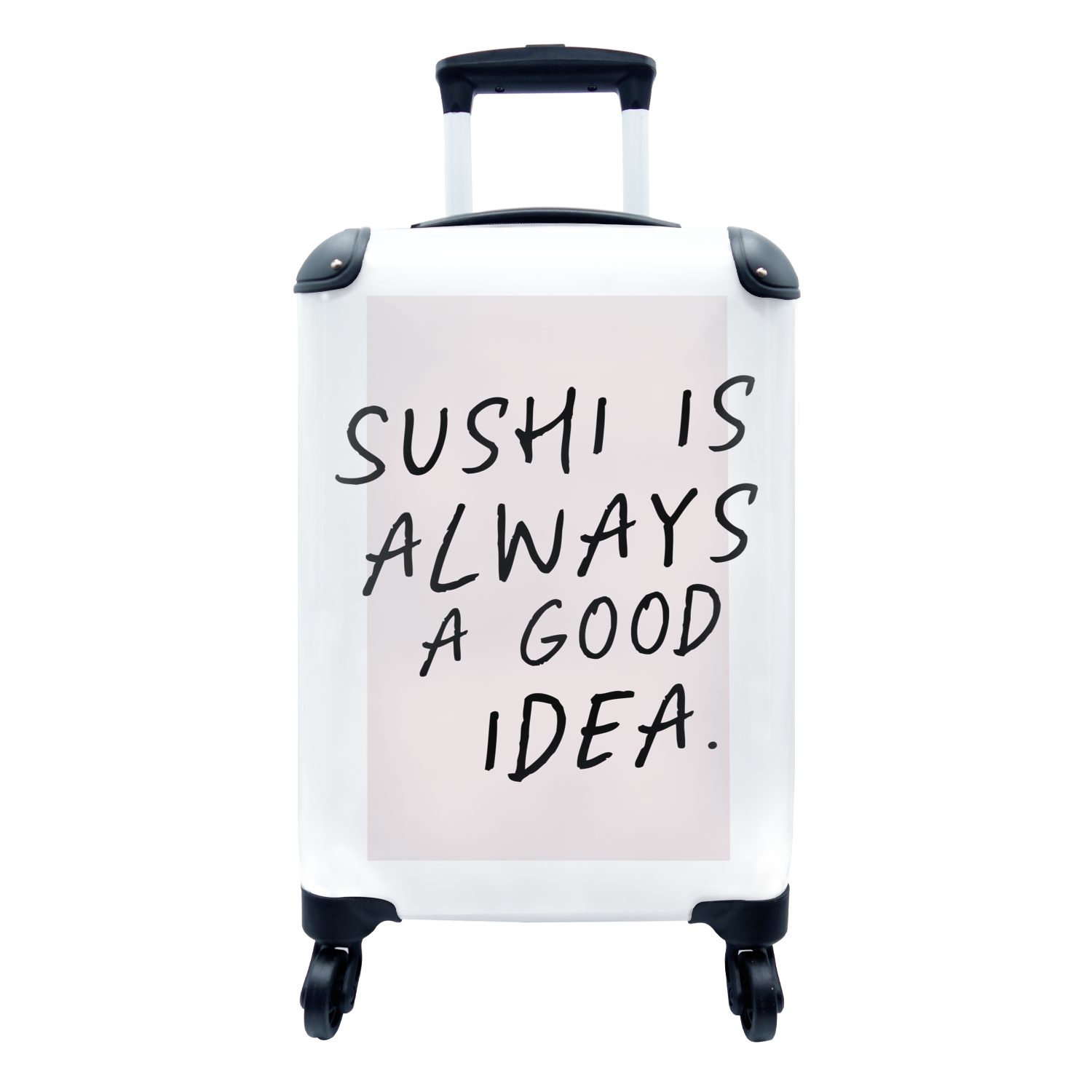 MuchoWow Handgepäckkoffer Essen - Zitate - Sushi ist immer eine gute Idee - Sprichwörter, 4 Rollen, Reisetasche mit rollen, Handgepäck für Ferien, Trolley, Reisekoffer