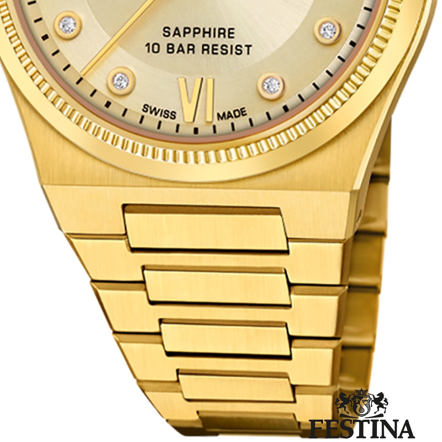 Festina Automatikuhr Festina Damenuhr Edelstahl gold Festina, (Analoguhr), Damen Armbanduhr rund, Edelstahlarmband gold, Elegant