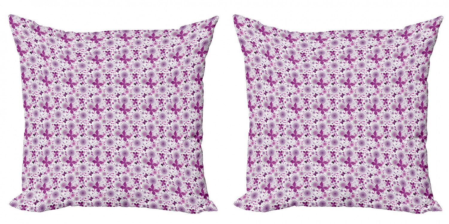 Fauna Accent Lila Abakuhaus Modern Doppelseitiger Farbe Schmetterling Kissenbezüge (2 Digitaldruck, Stück),