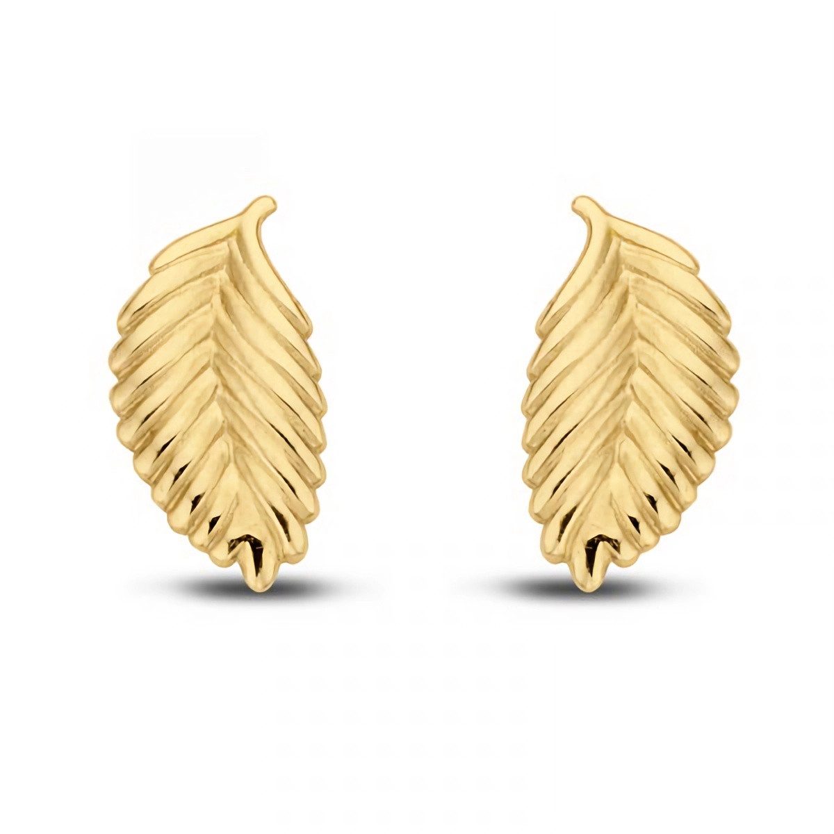 NICEANDnoble Paar Ohrstecker 585er Gelbgold Ohrstecker Blatt günstig online kaufen