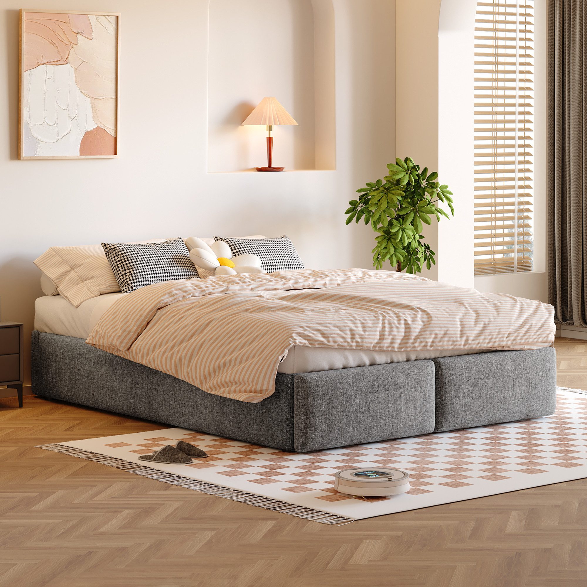 TavilaEcon Boxspringbett Polsterbett ohne Kopfteil, mit hydraulischer Lager günstig online kaufen