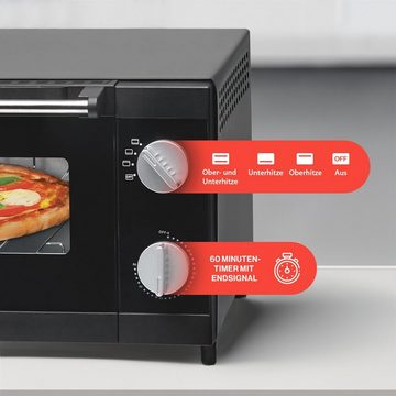 CLATRONIC Minibackofen MPO 3520, Pizzaofen zum Grillen & Aufbacken mit 12L Backraum
