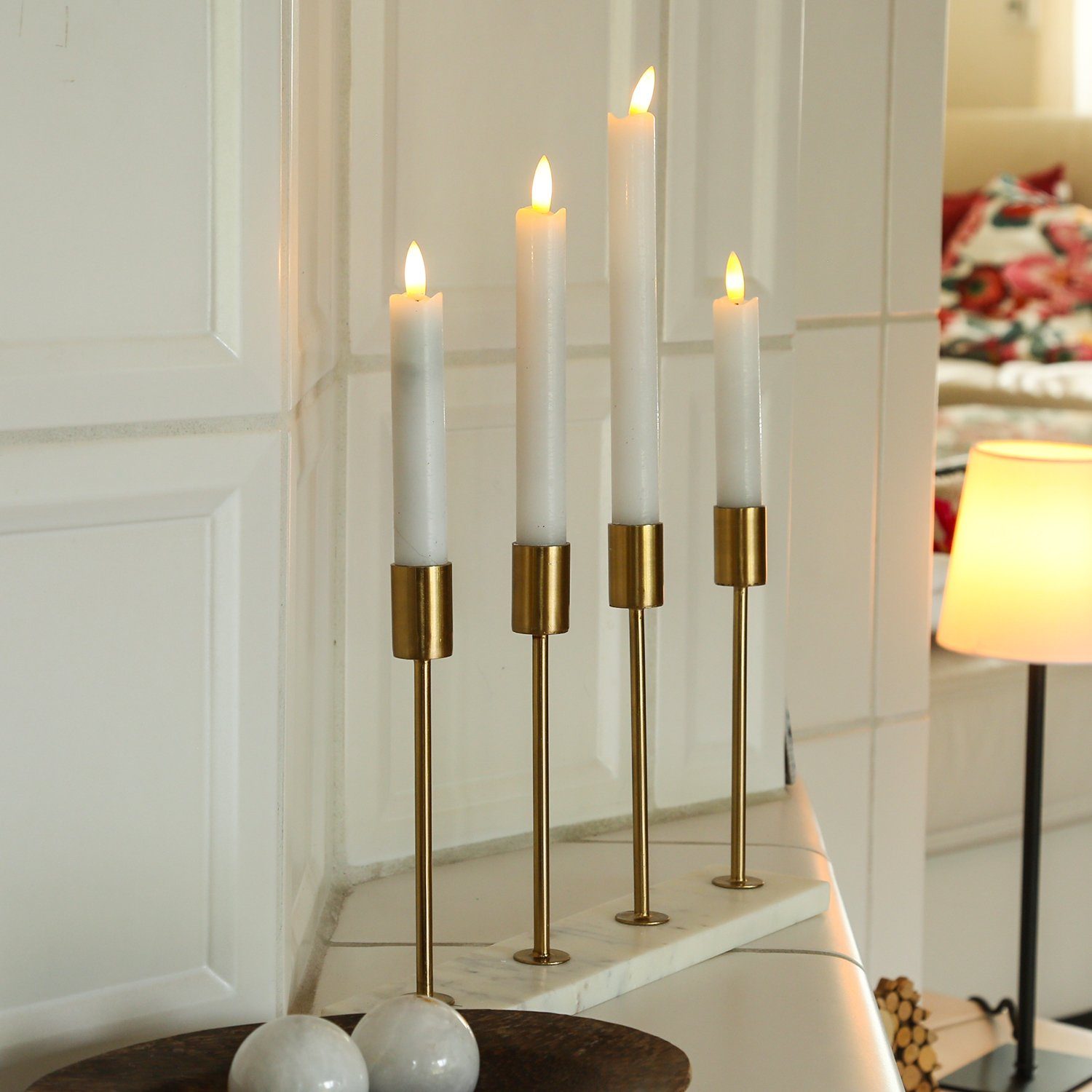 (1 Stabkerzenhalter Kerzenhalter St) MARELIDA Weihnachten Marmor Kerzenhalter Kerzenständer Advent